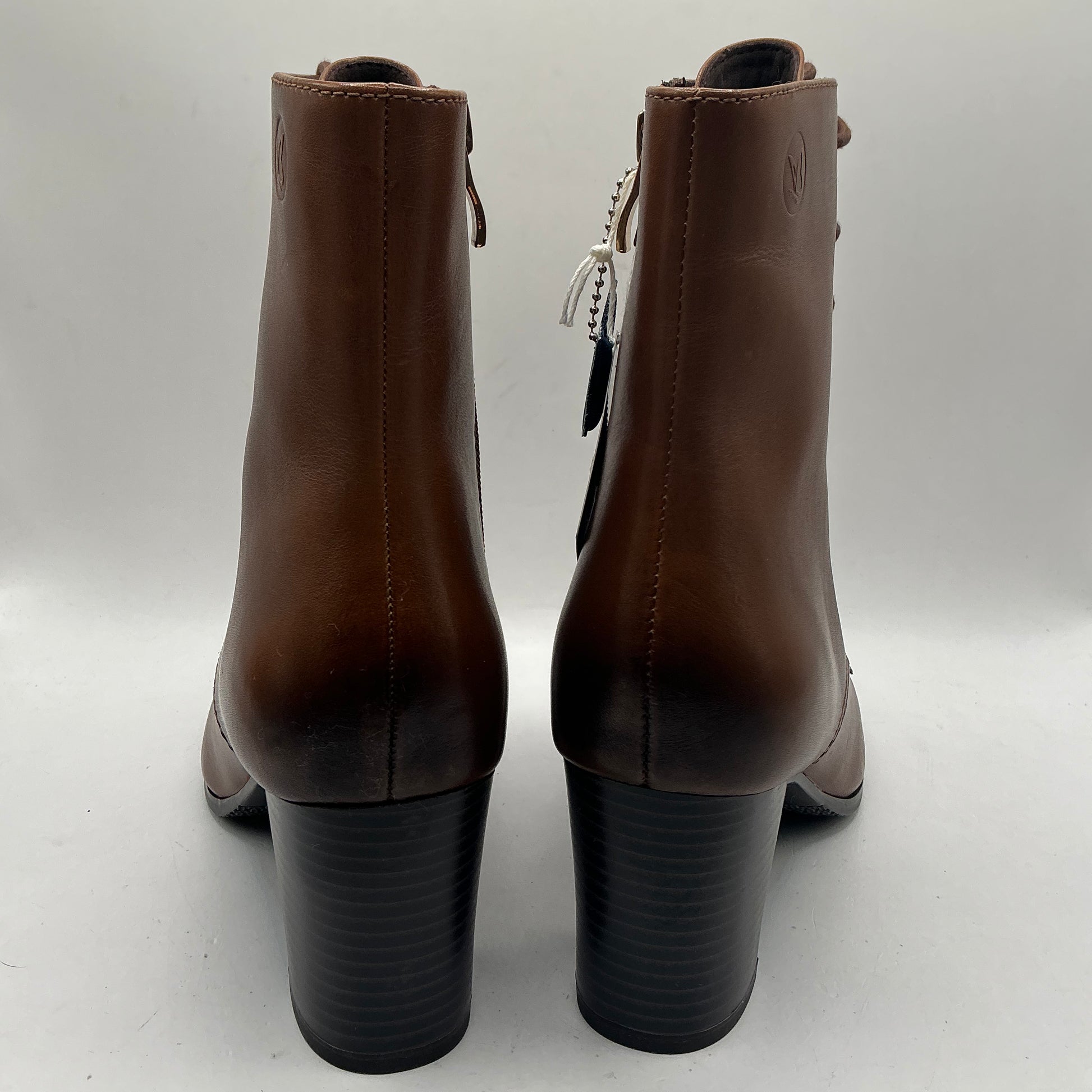 Caprice Cognac leather ankle boots