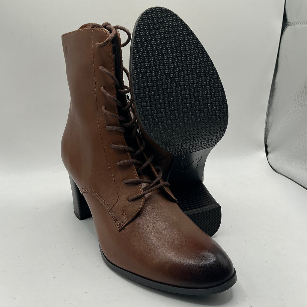 Caprice Cognac leather ankle boots