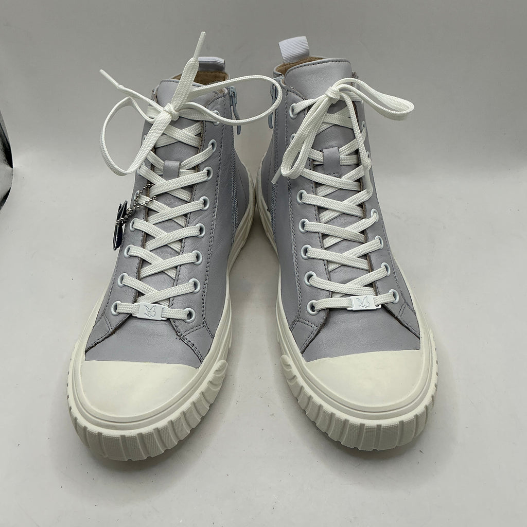Caprice Light blue pearl leather ankle boot trainers