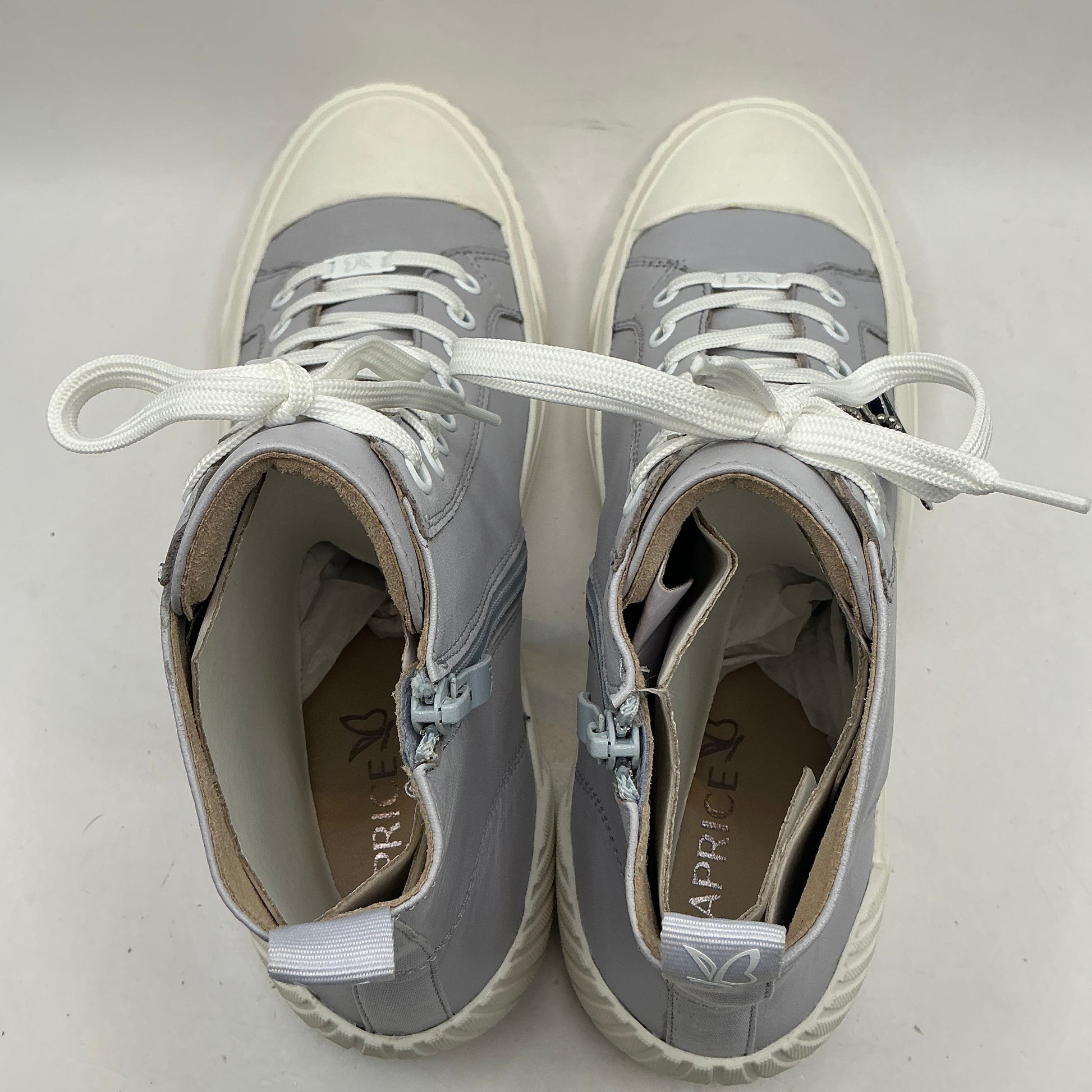 Caprice Light blue pearl leather ankle boot trainers