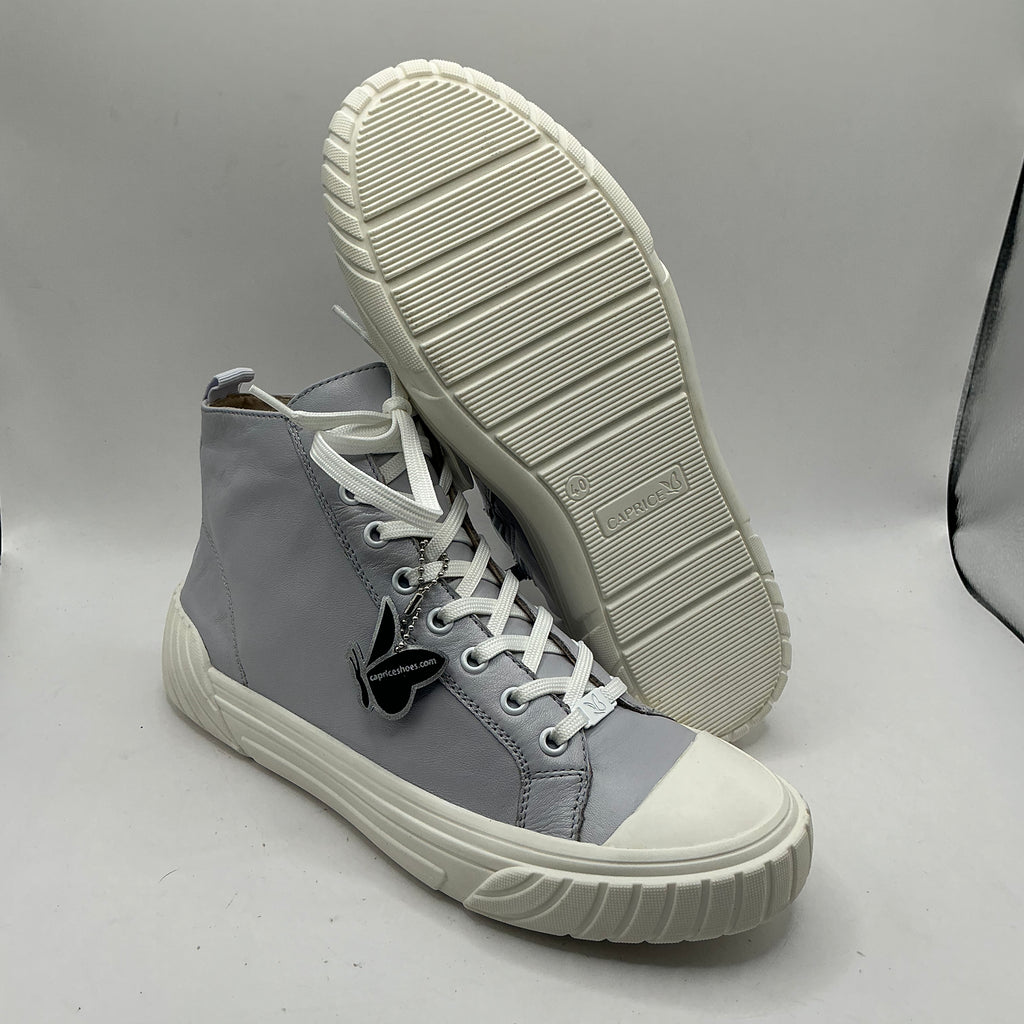 Caprice Light blue pearl leather ankle boot trainers