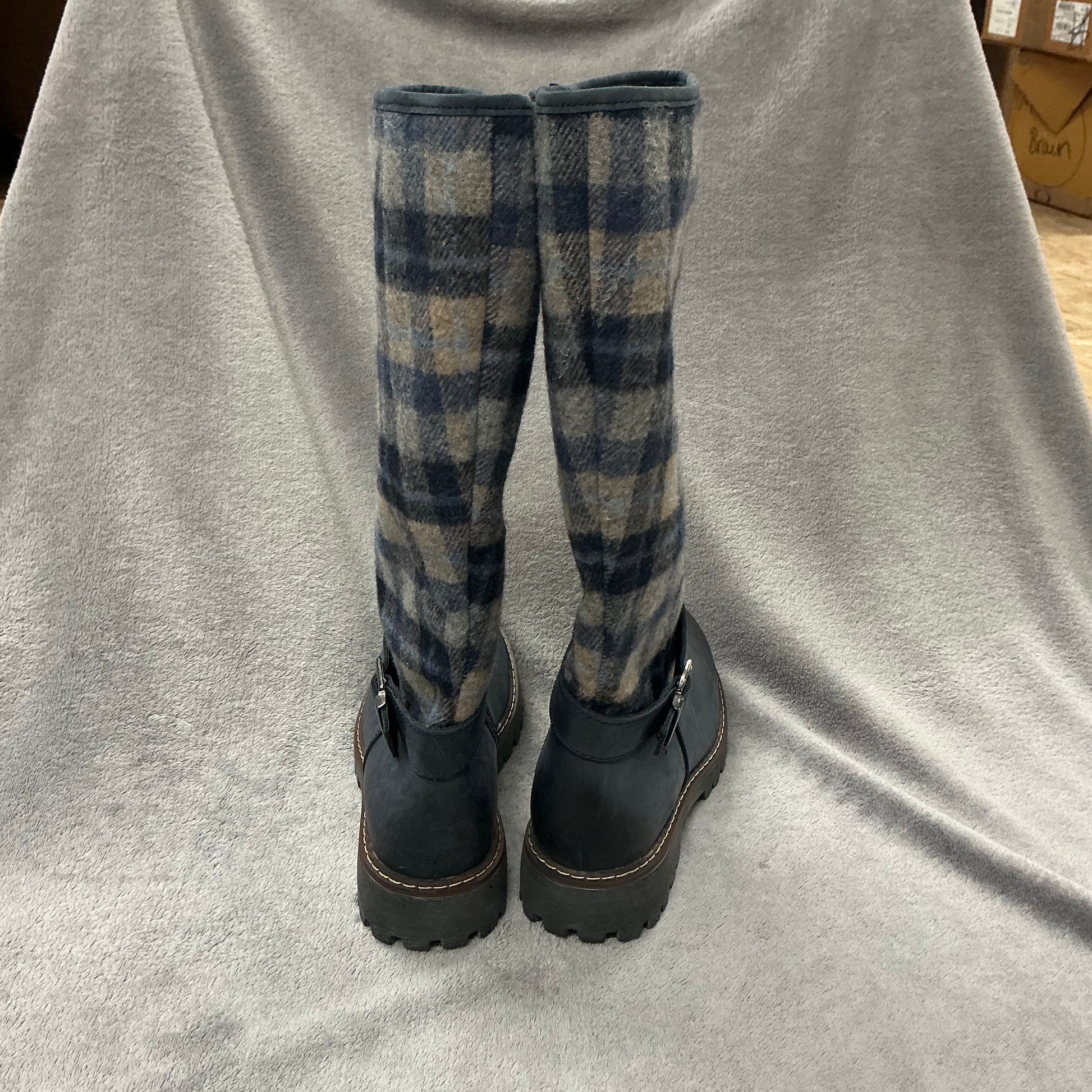 Josef Seibel navy leather and fabric knee boots