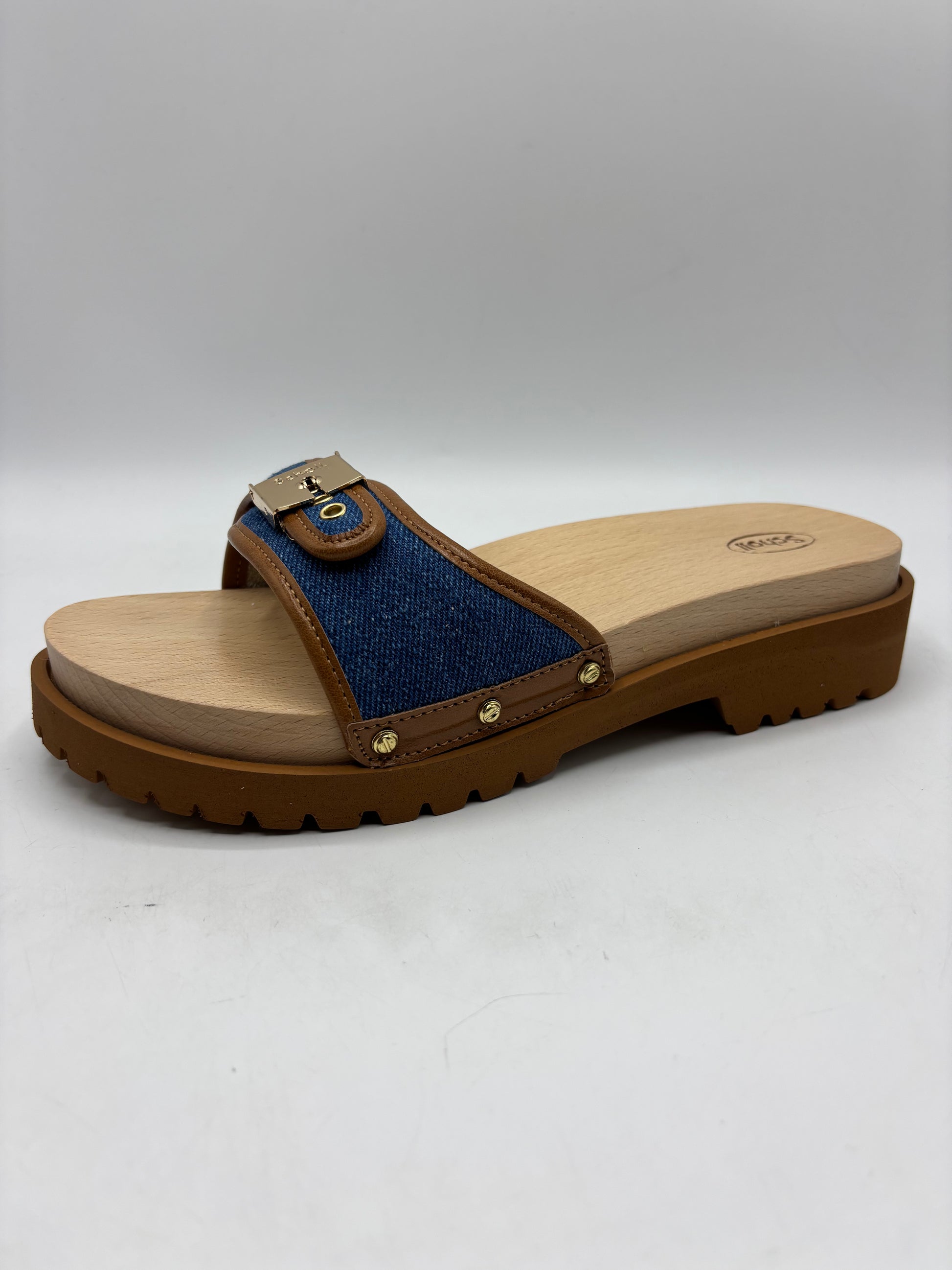 Scholl pescura carroarmato denim clogs (size 3)