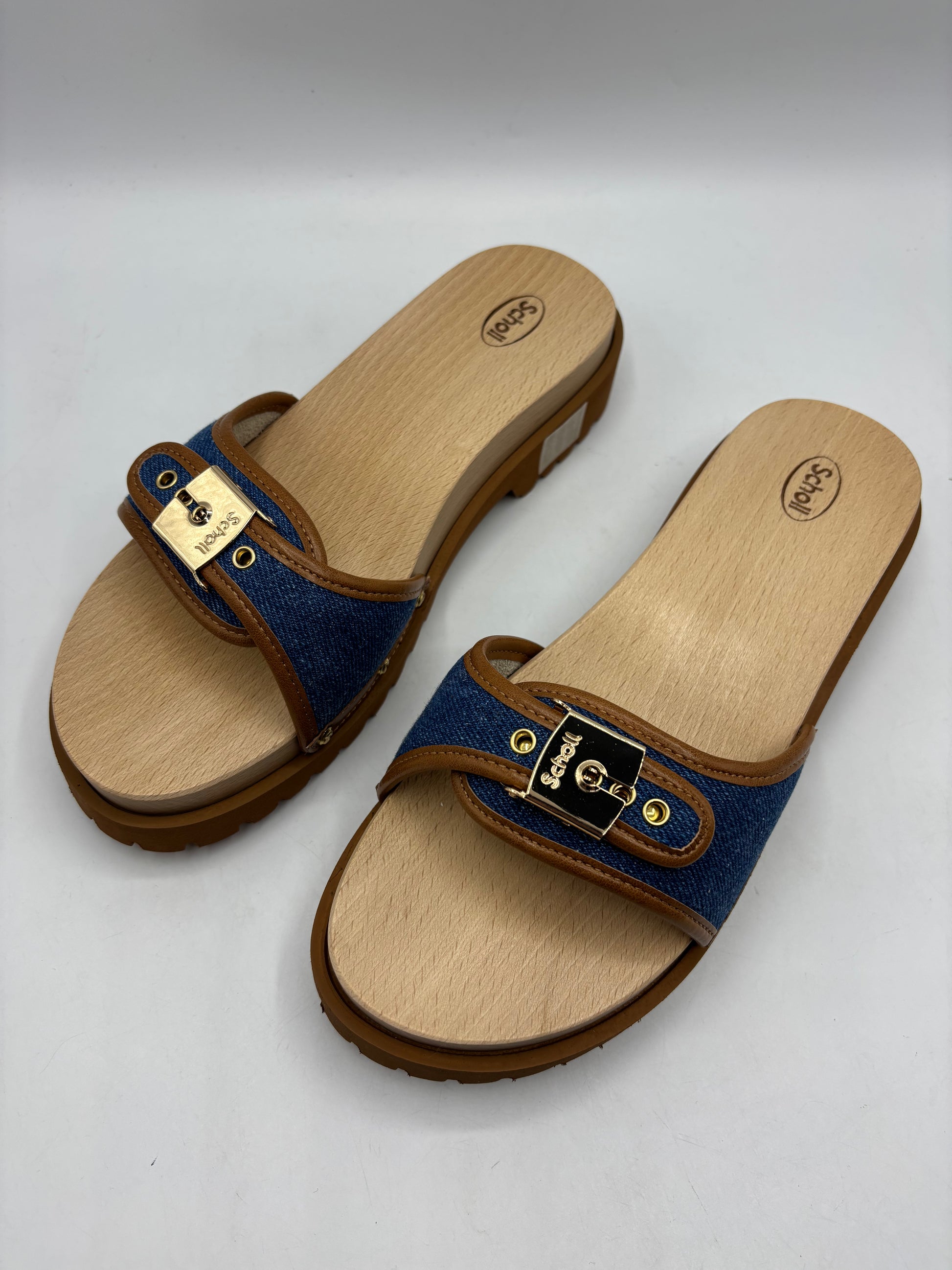 Scholl pescura carroarmato denim clogs (size 3)