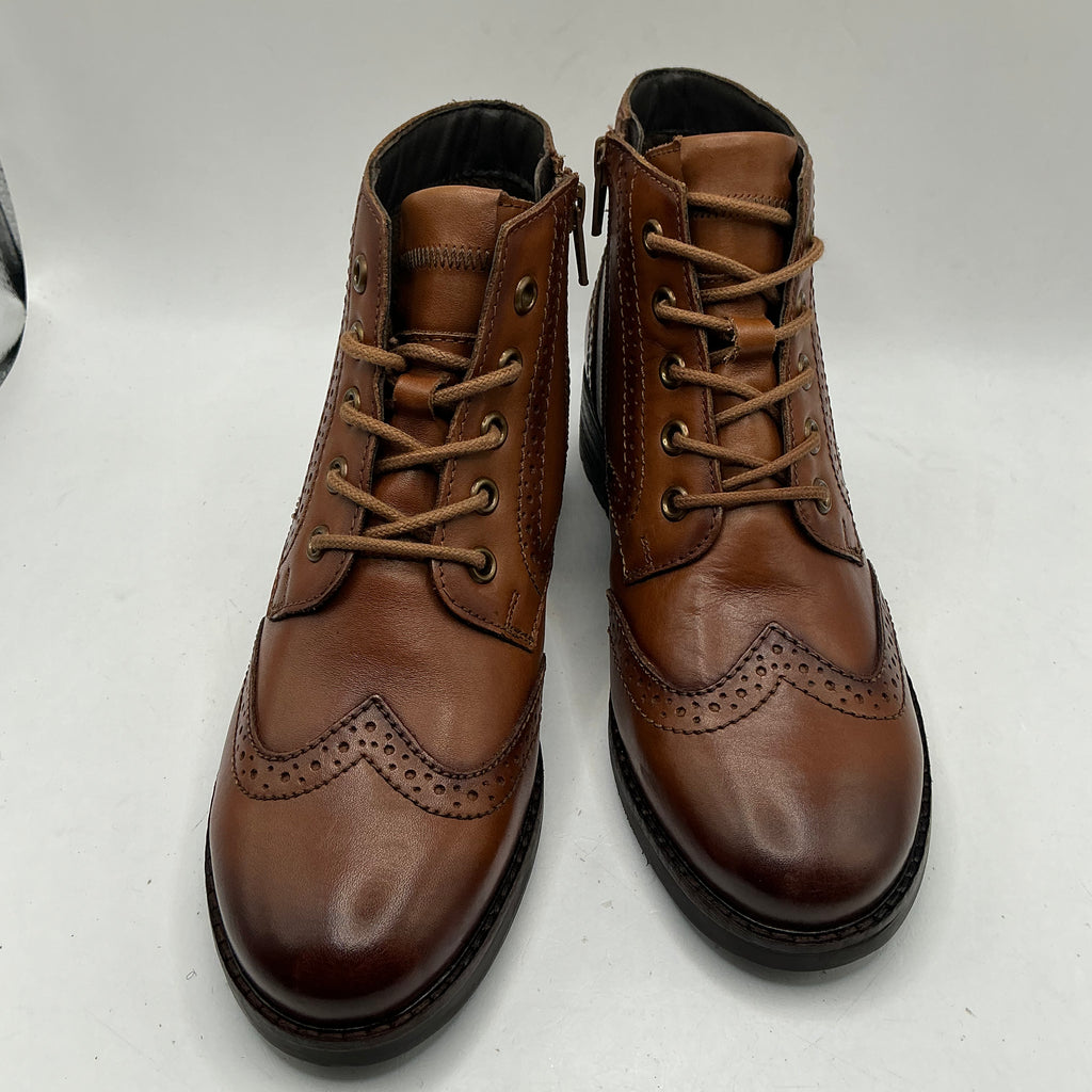 Josef Seibel brown leather brogue style ankle boots