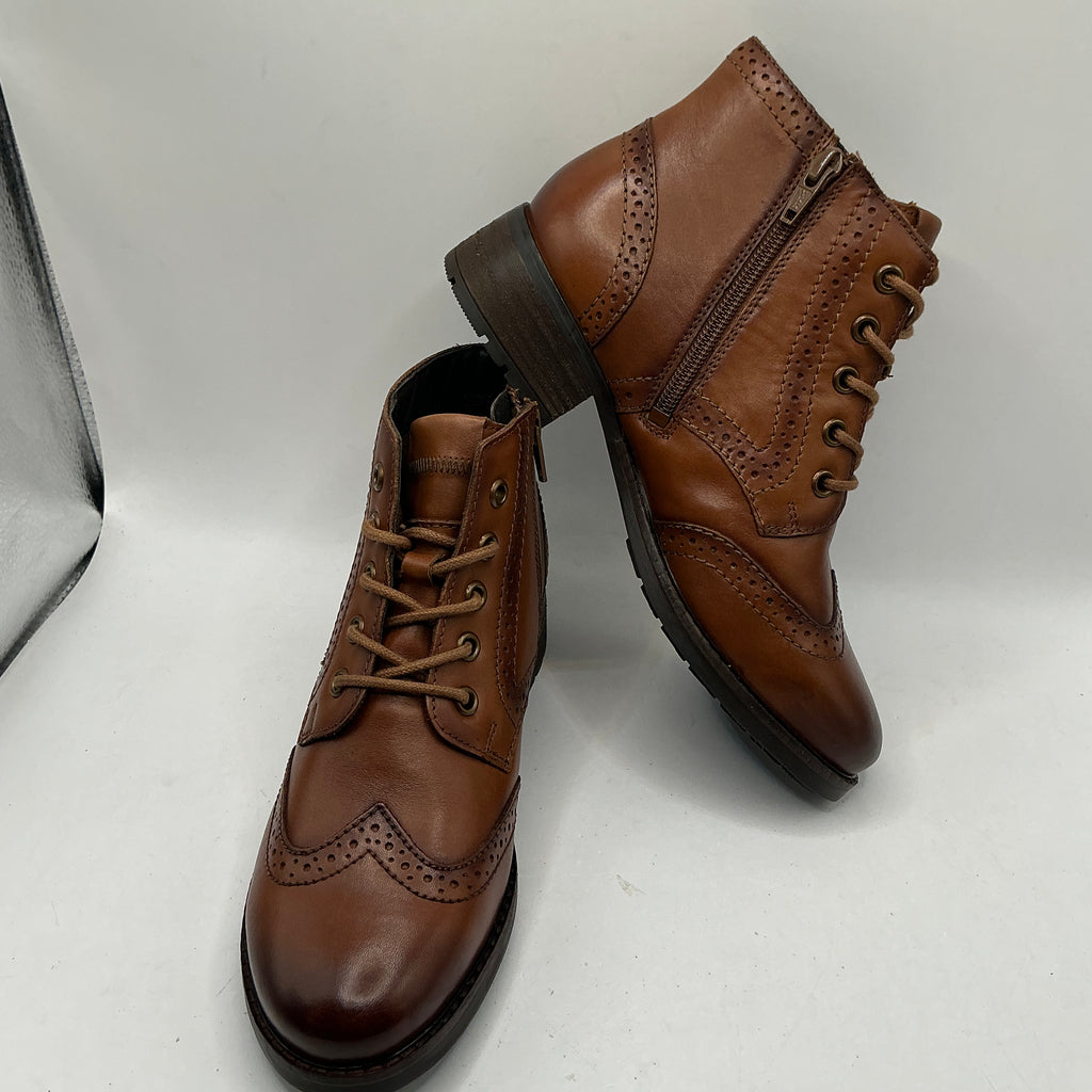 Josef Seibel brown leather brogue style ankle boots