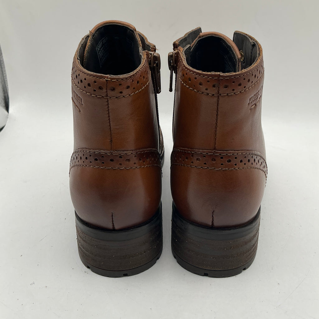 Josef Seibel brown leather brogue style ankle boots