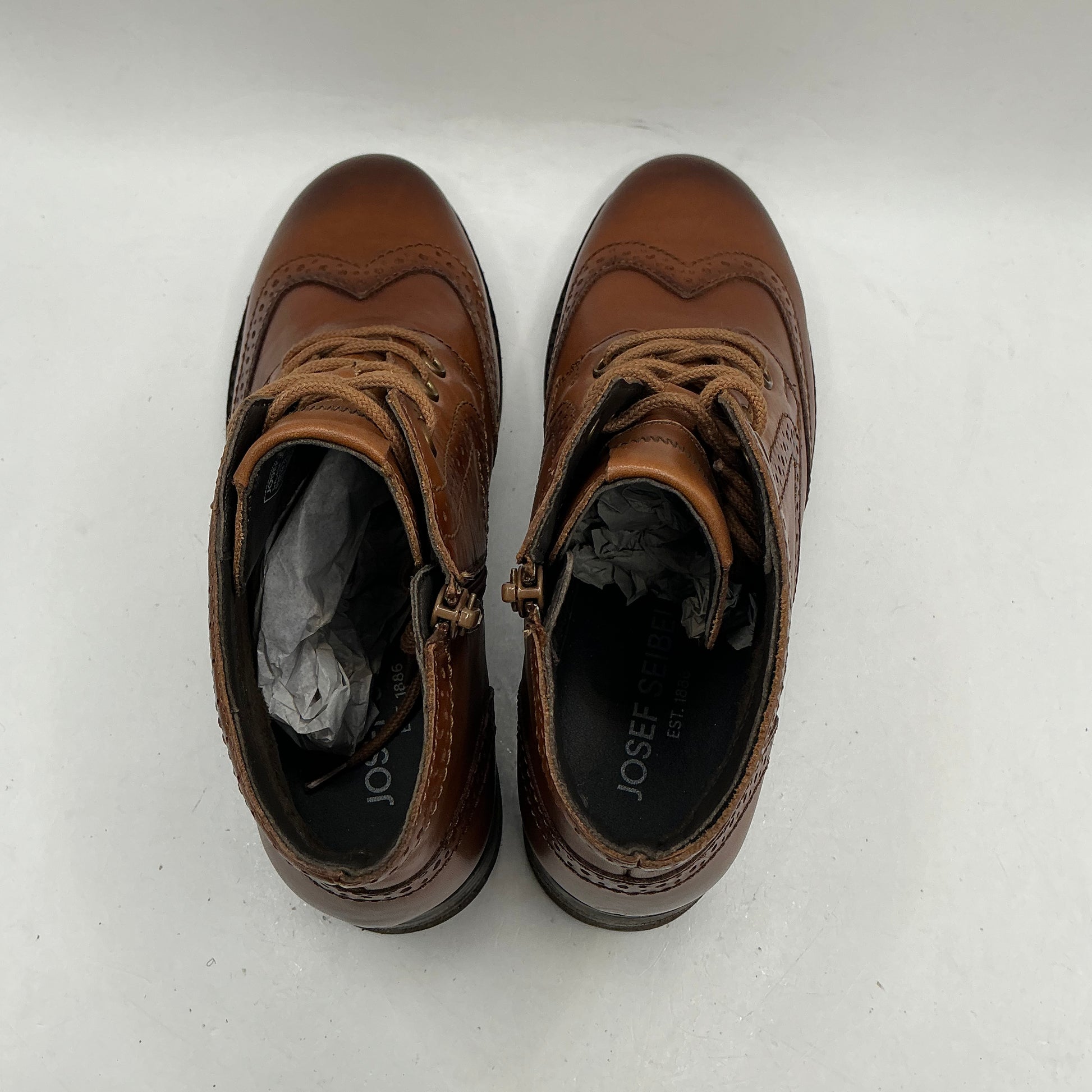 Josef Seibel brown leather brogue style ankle boots