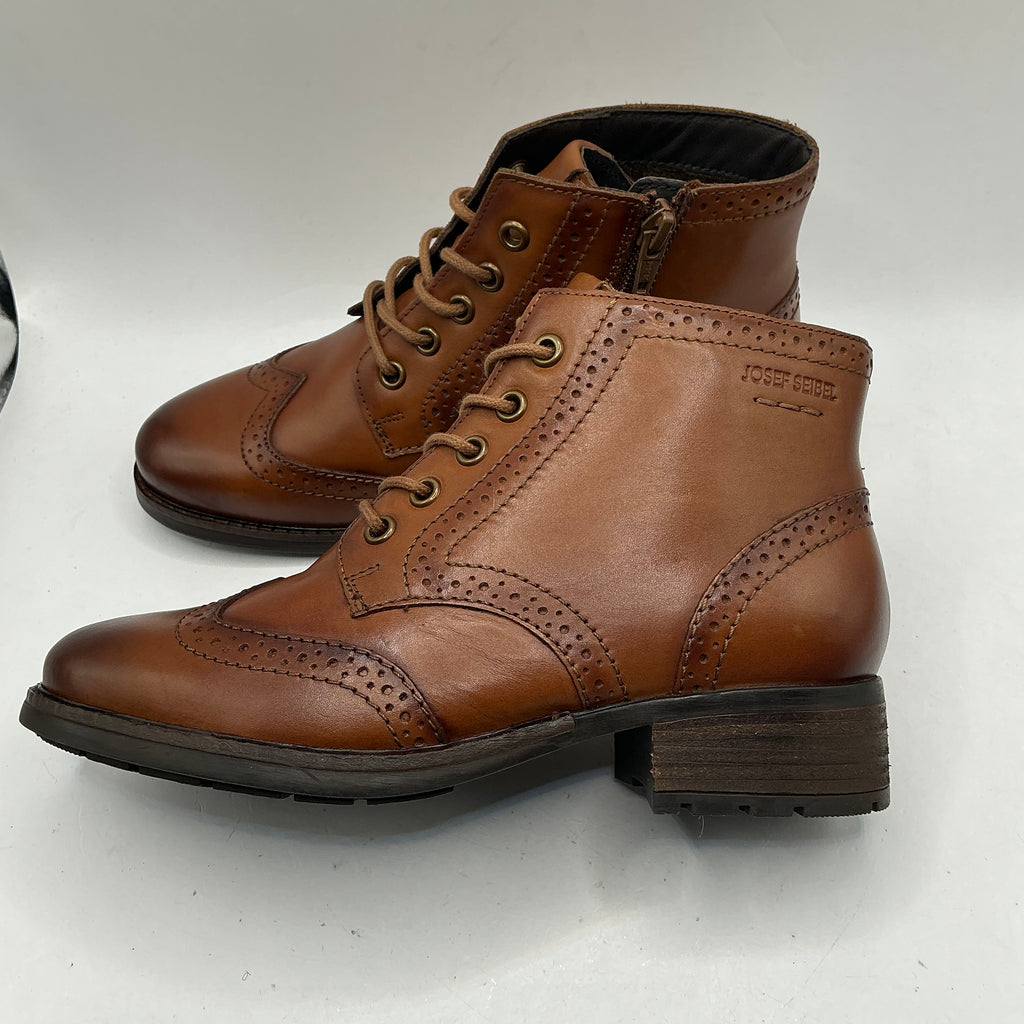 Josef Seibel brown leather brogue style ankle boots
