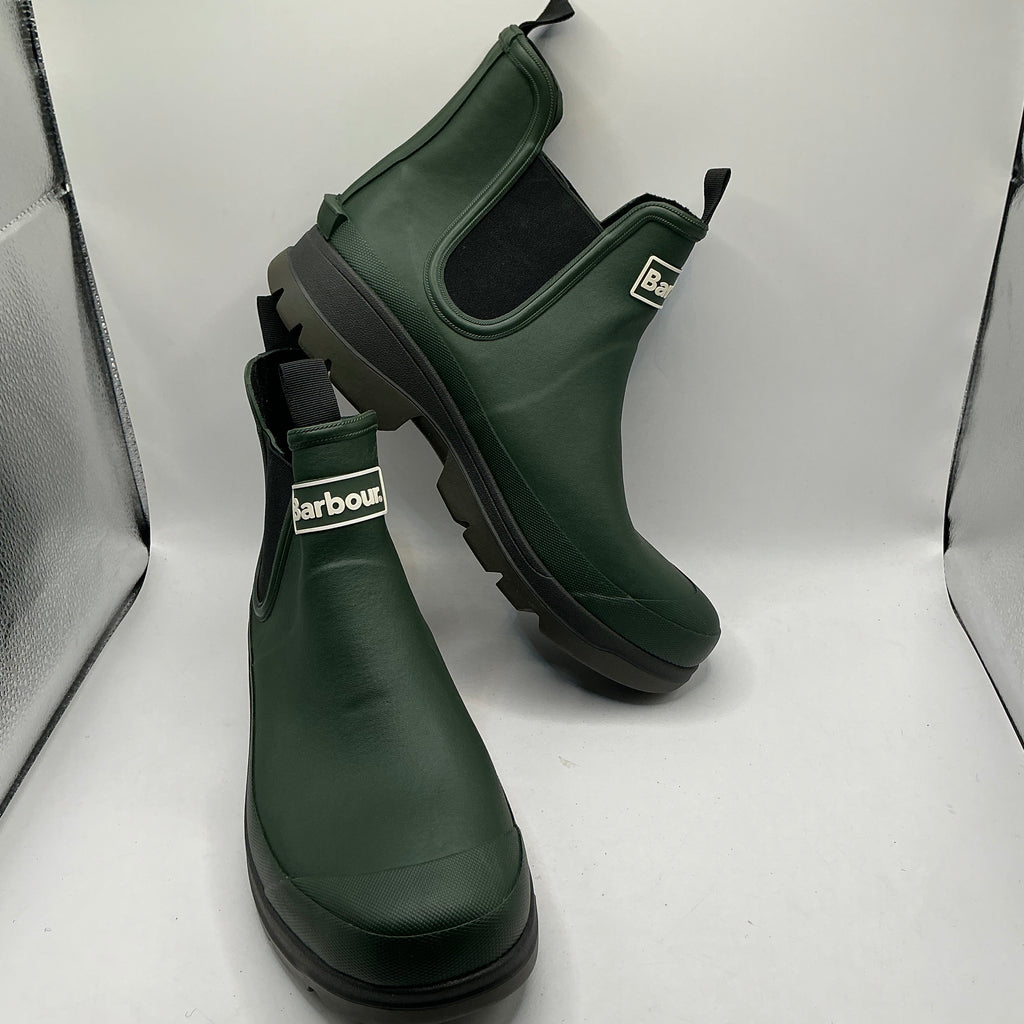 Barbour “nimbus” mens green Chelsea wellington boots