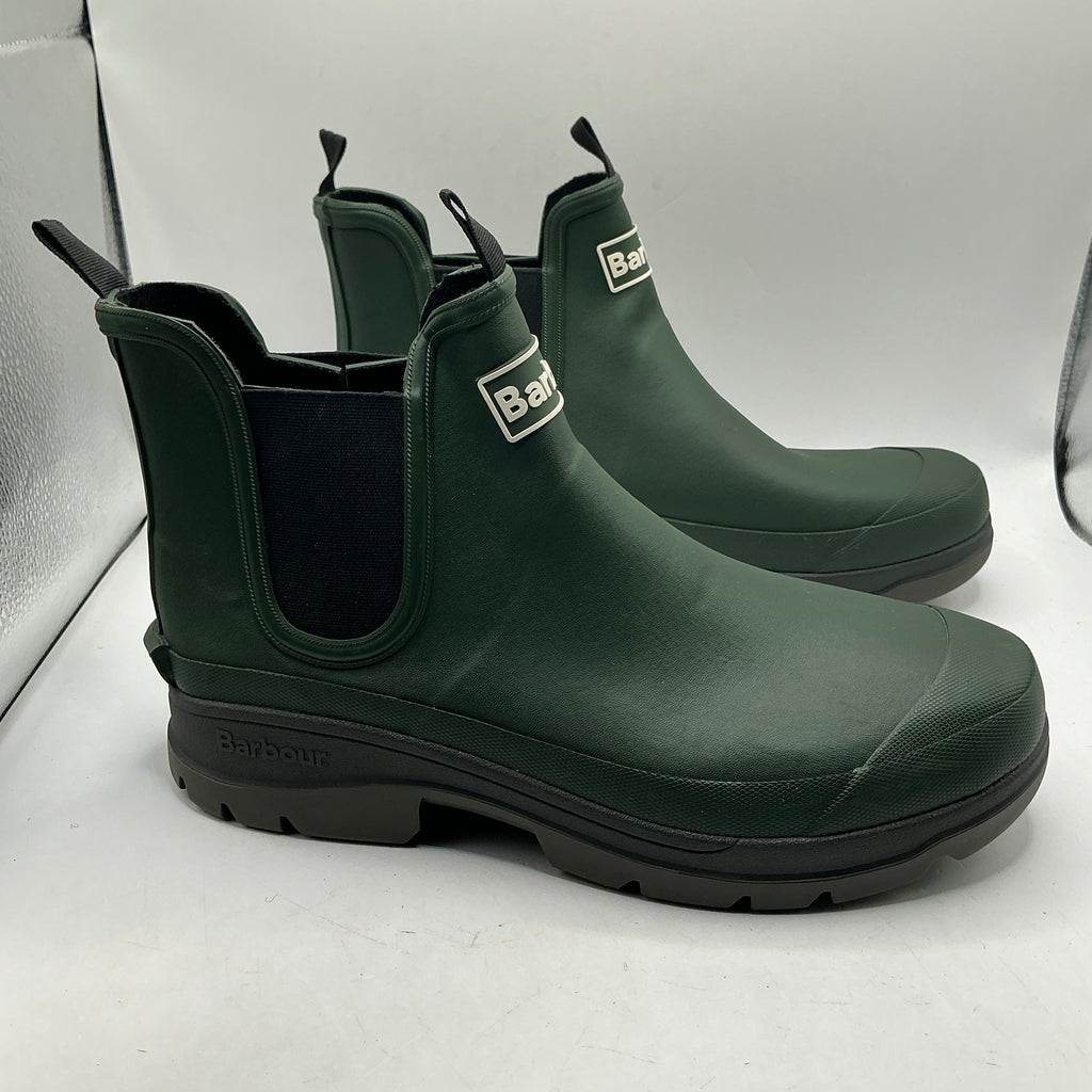 Barbour “nimbus” mens green Chelsea wellington boots