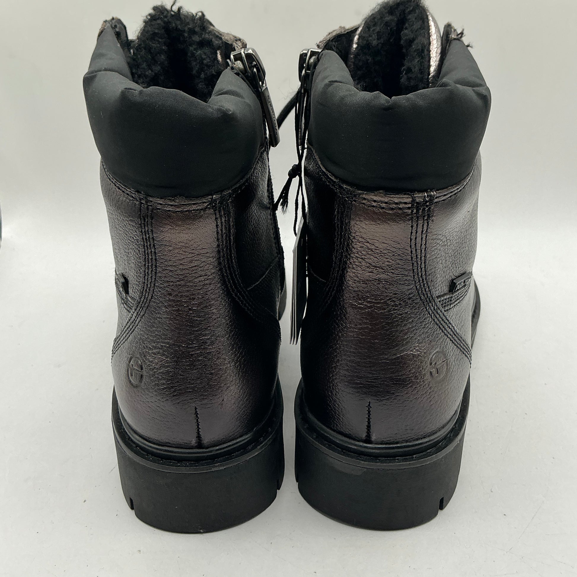 Tamaris comfort pewter leather woolly lined ankle boots