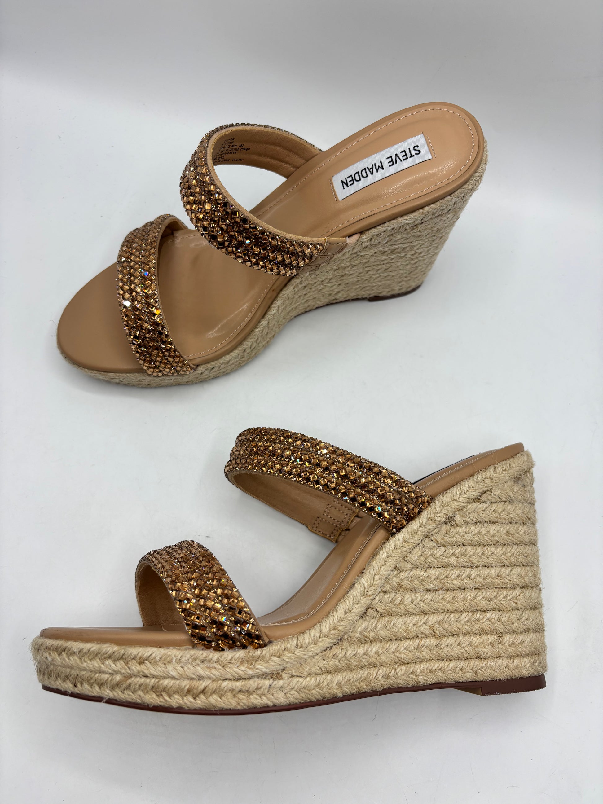 STEVE MADDEN “Upton” diamanté espadrille wedge sandal, size 6