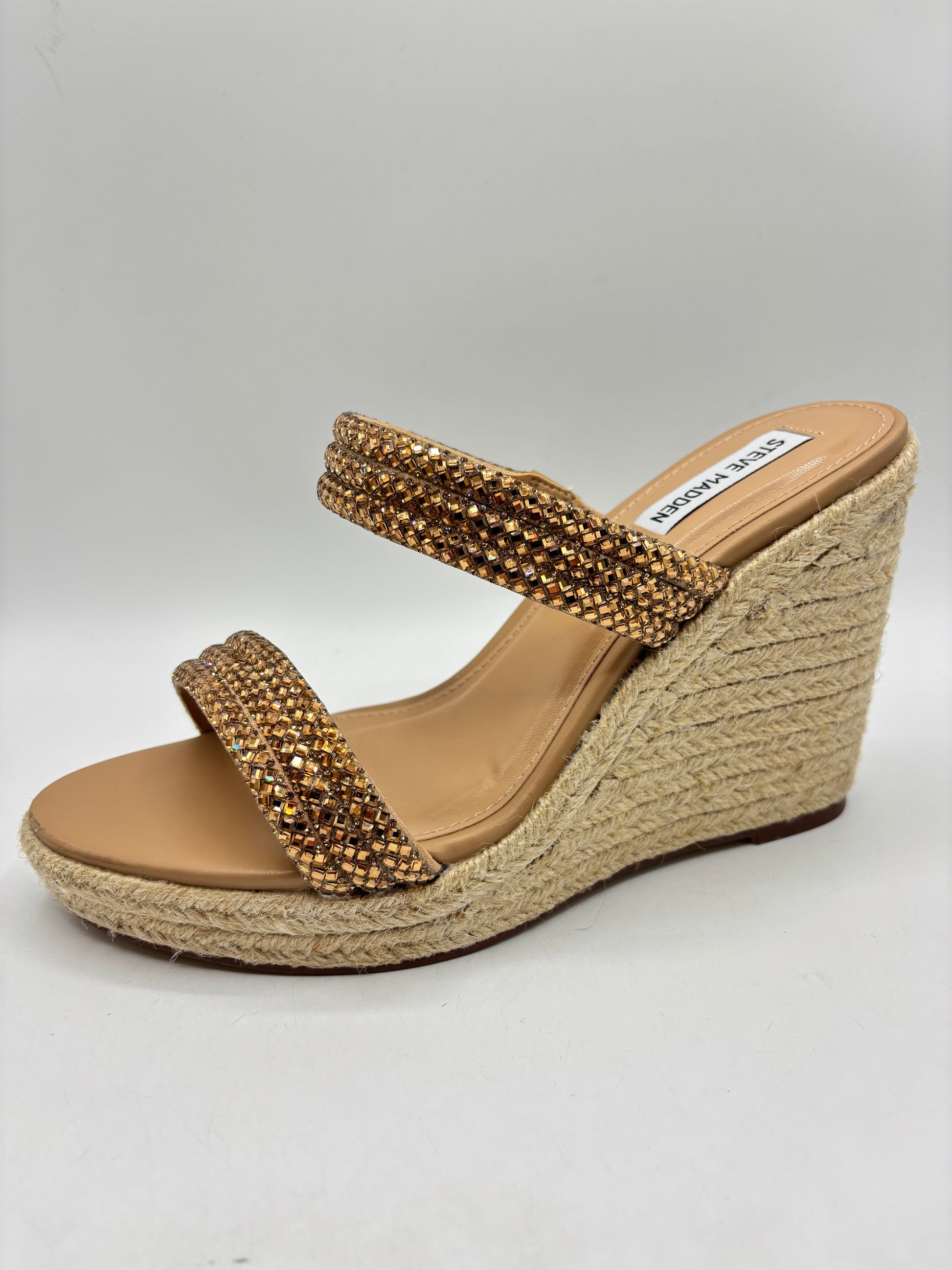STEVE MADDEN “Upton” diamanté espadrille wedge sandal, size 6