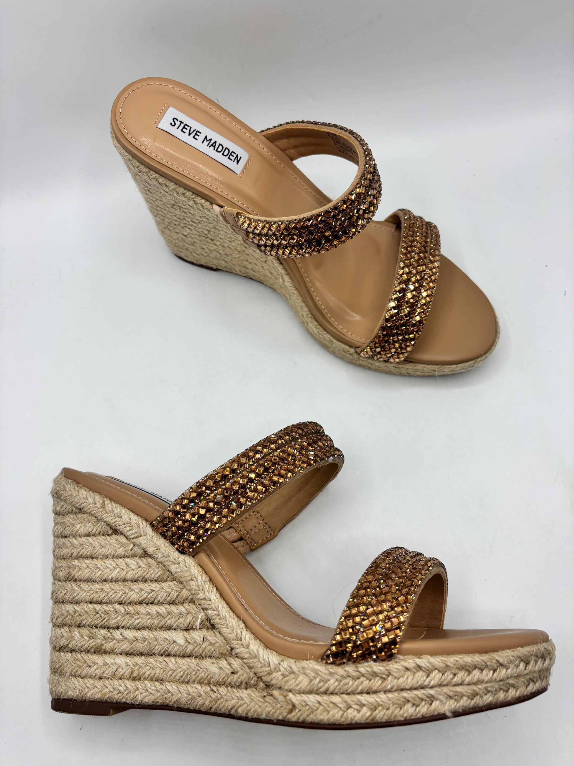 STEVE MADDEN “Upton” diamanté espadrille wedge sandal, size 6