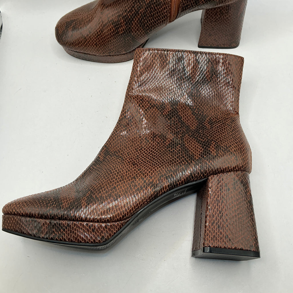 Ex M&S Vegan Platform Ankle Boots, Snake Skin Style