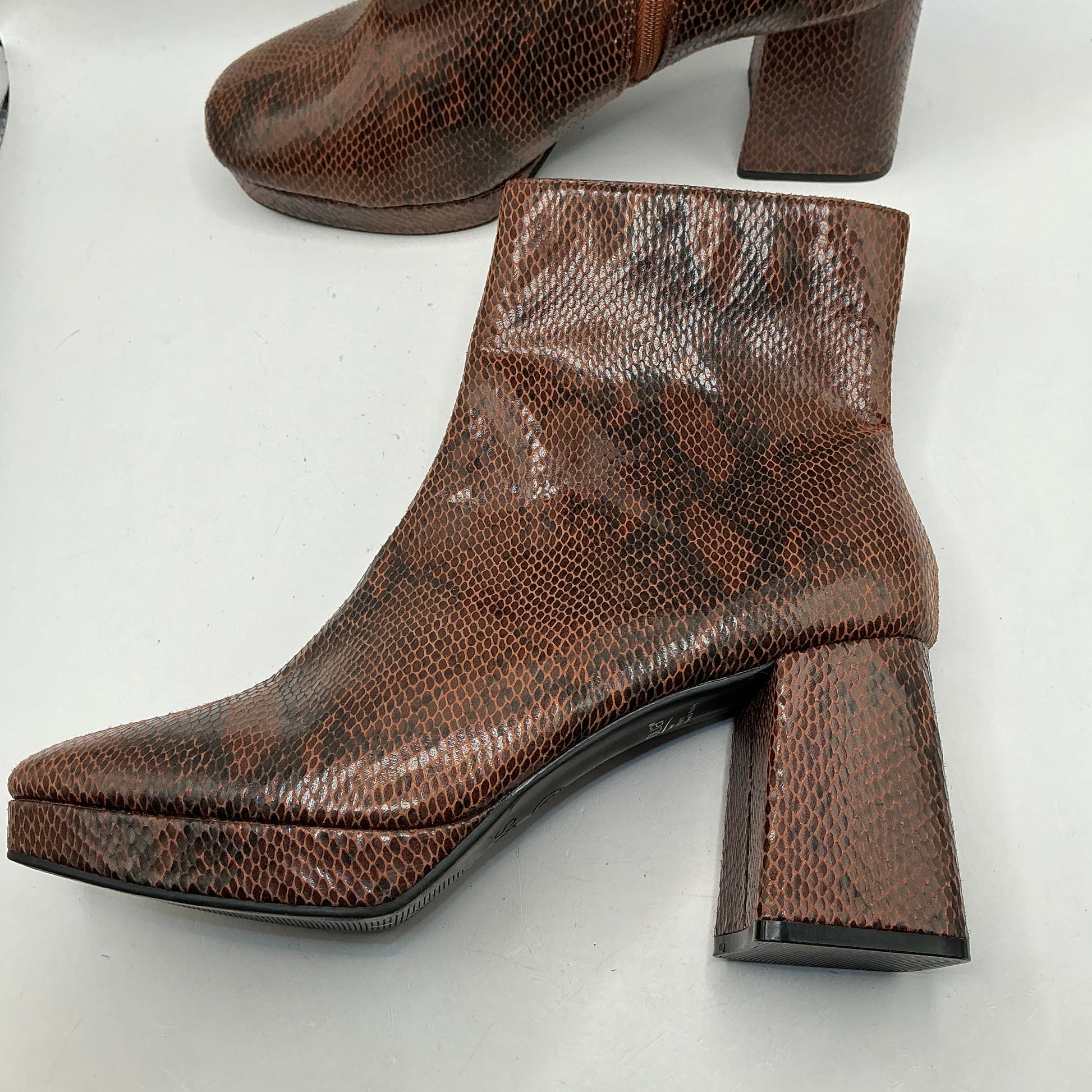Ex M&S Vegan Platform Ankle Boots, Snake Skin Style