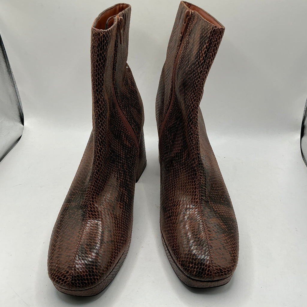 Ex M&S Vegan Platform Ankle Boots, Snake Skin Style