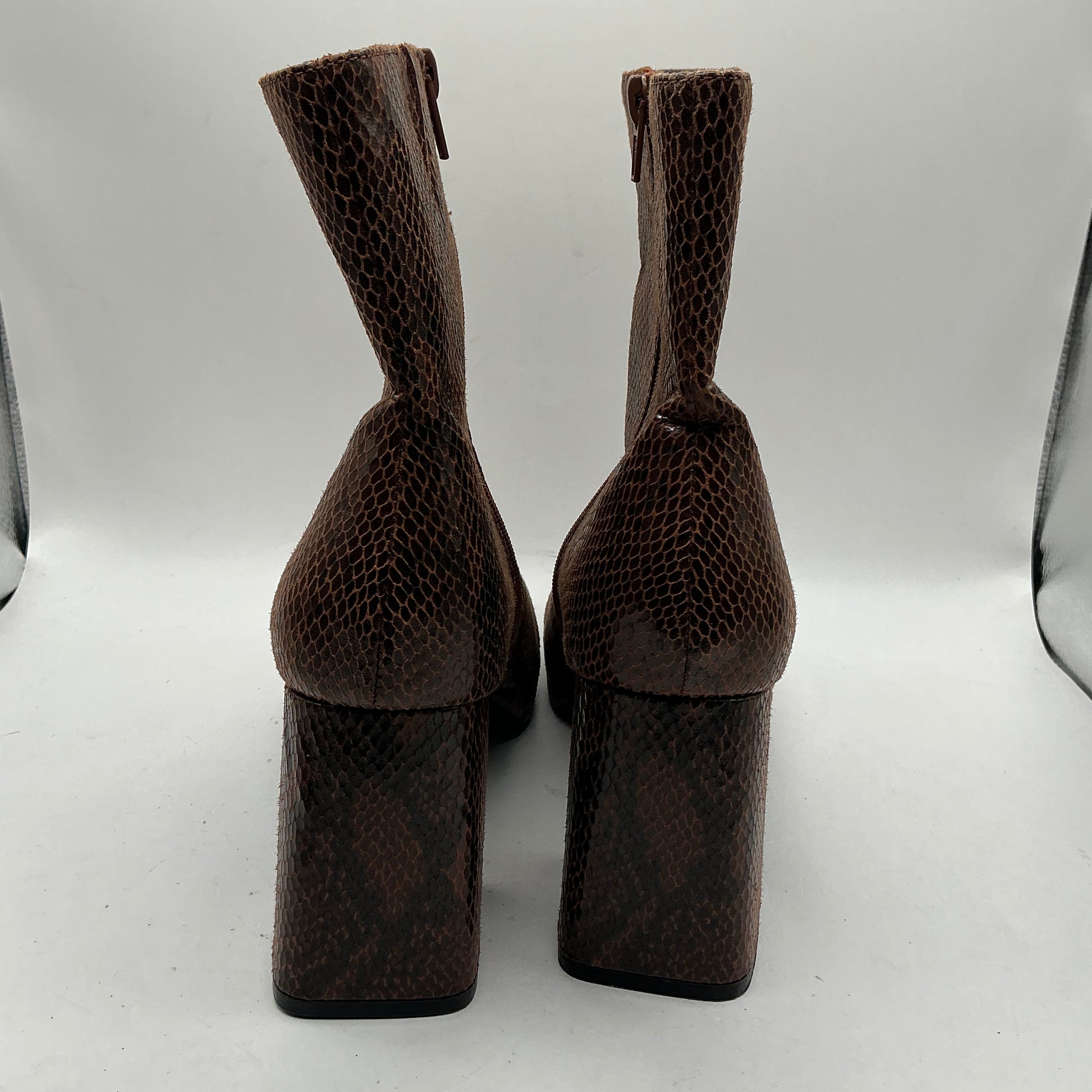 Ex M&S Vegan Platform Ankle Boots, Snake Skin Style