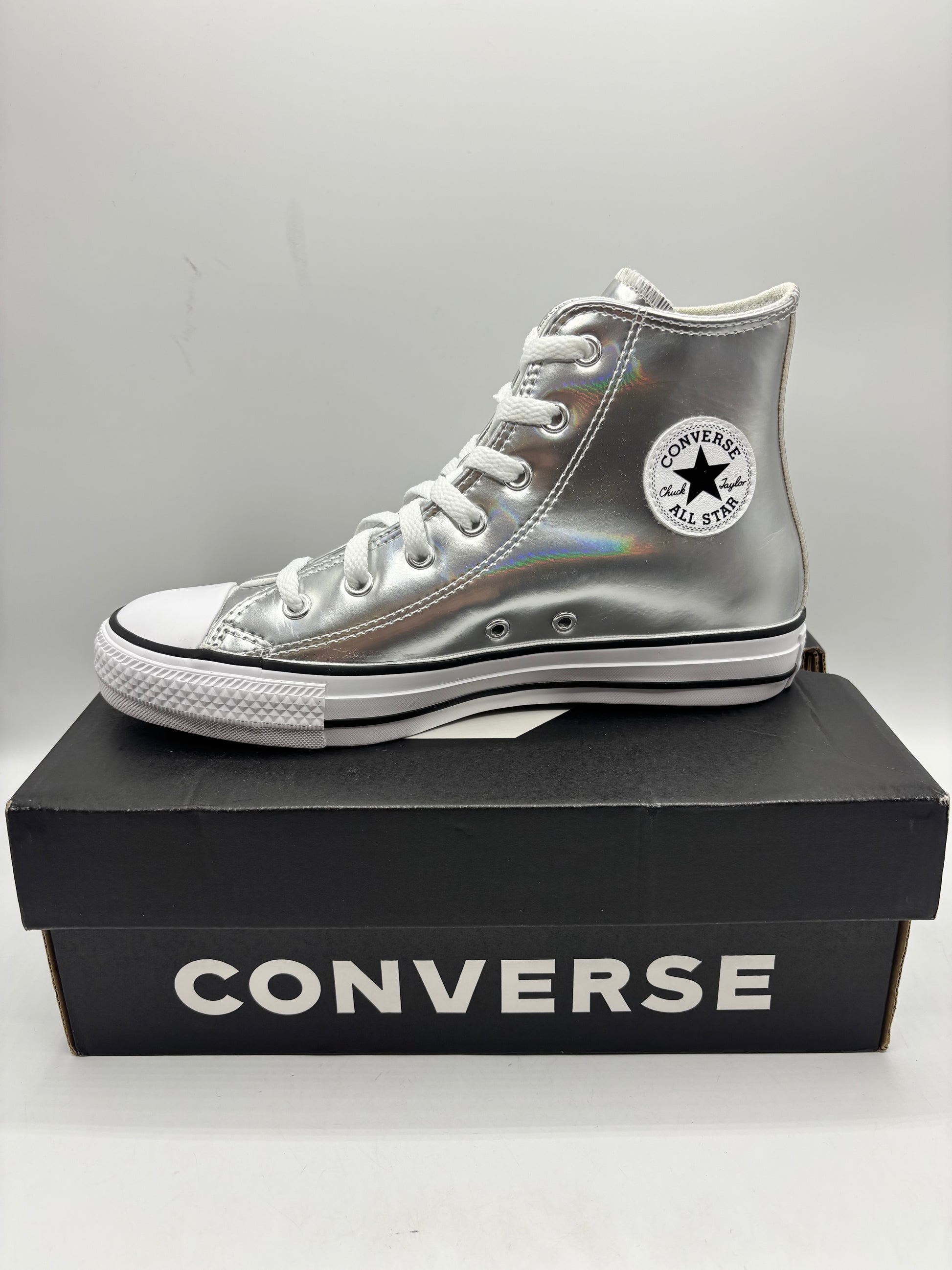 Converse Chuck Taylor All Star Metallic high-top sneaker in silver (size 4.5)