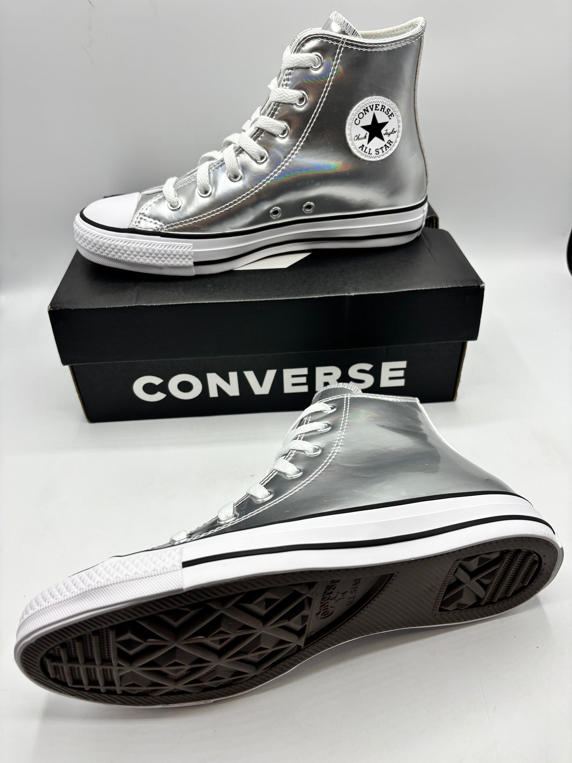 Converse Chuck Taylor All Star Metallic high-top sneaker in silver (size 4.5)