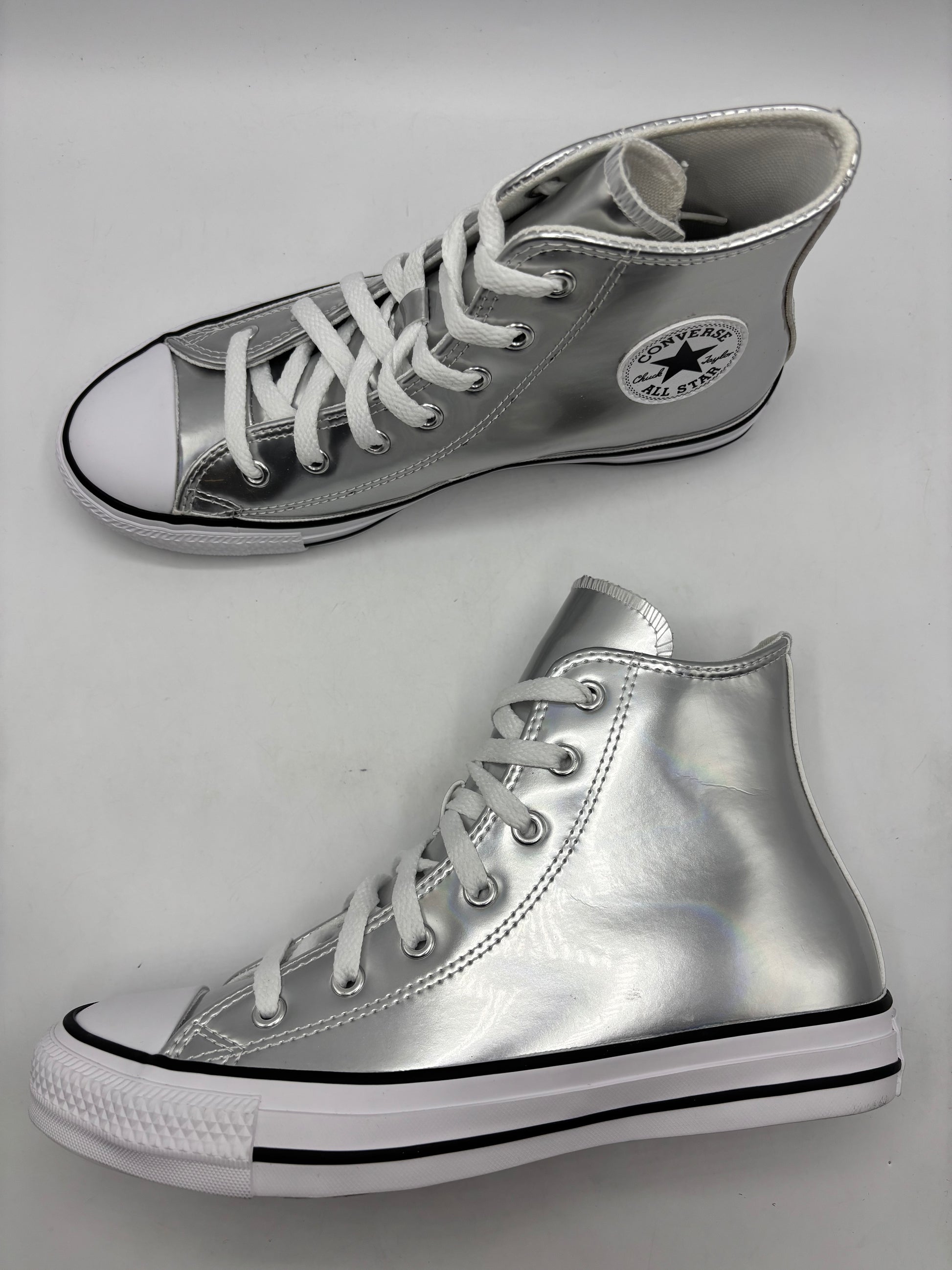 Converse Chuck Taylor All Star Metallic high-top sneaker in silver (size 4.5)