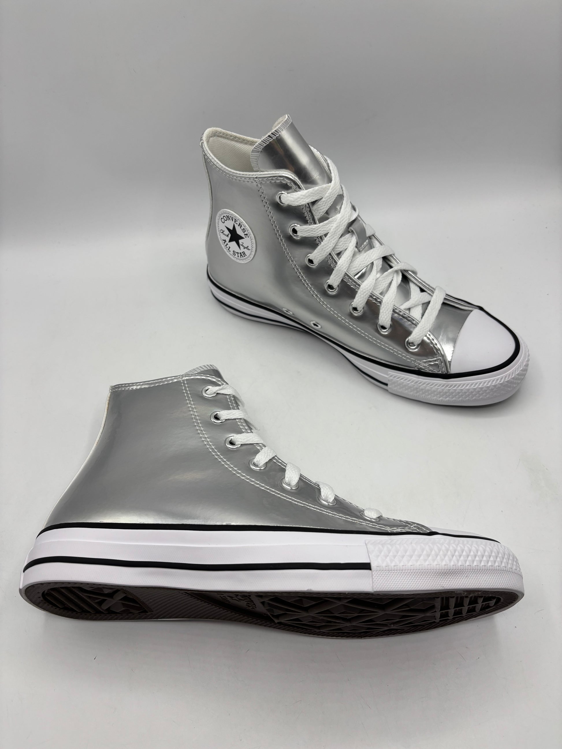 Converse Chuck Taylor All Star Metallic high-top sneaker in silver (size 4.5)