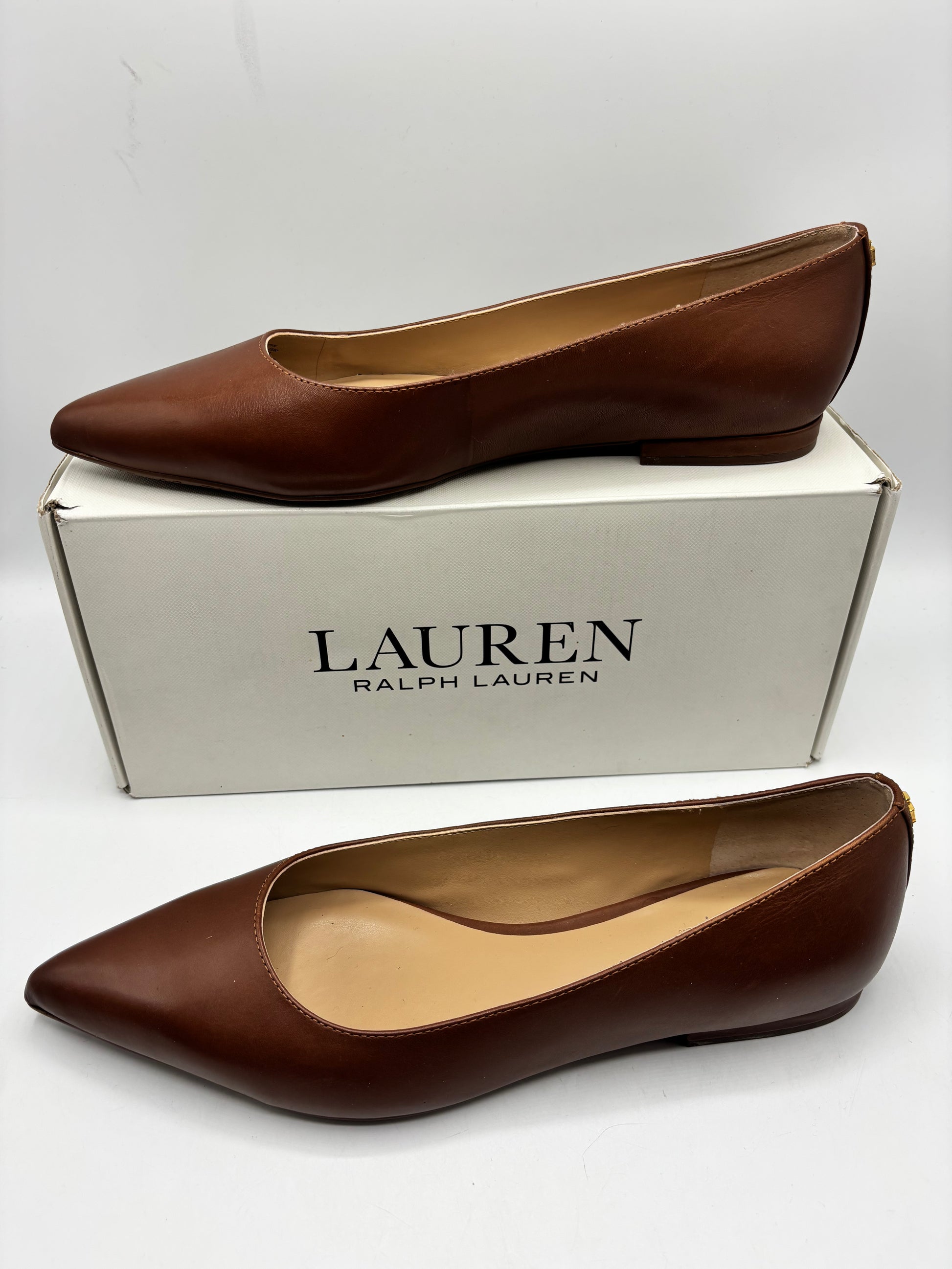 LAUREN Ralph Lauren Londyn burnished leather ballet flats, size 9 women’s