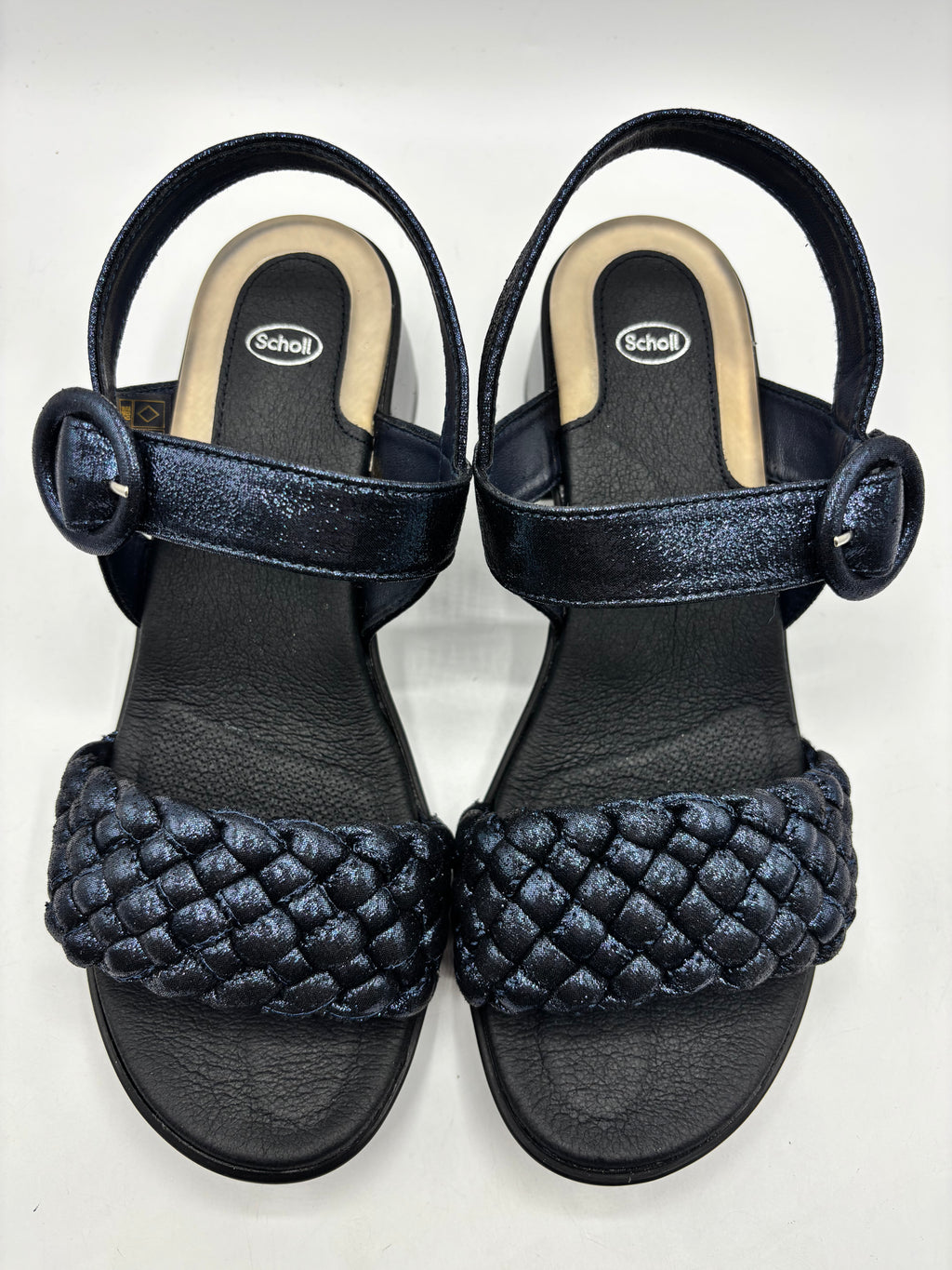 Scholl Promenade woven women's comfort sandals in navy, size 5 & 6