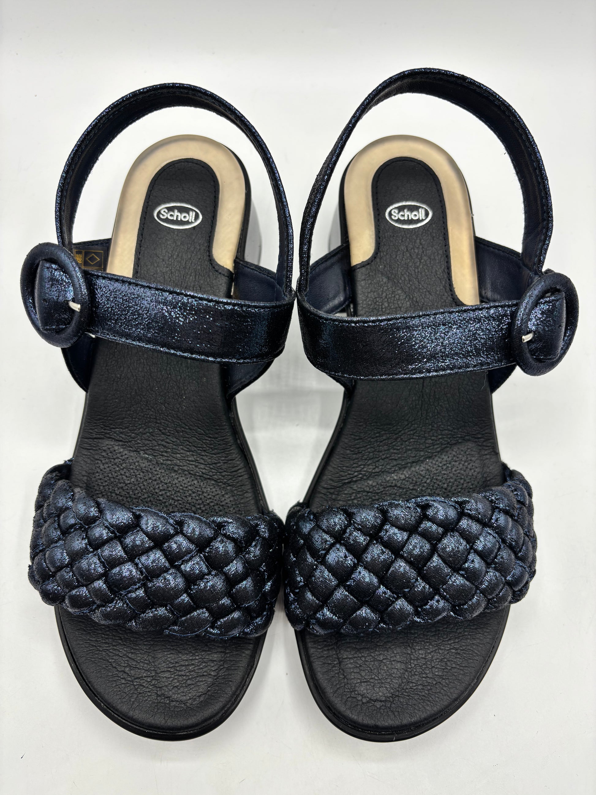 Scholl Promenade woven women's comfort sandals in navy, size 5 & 6