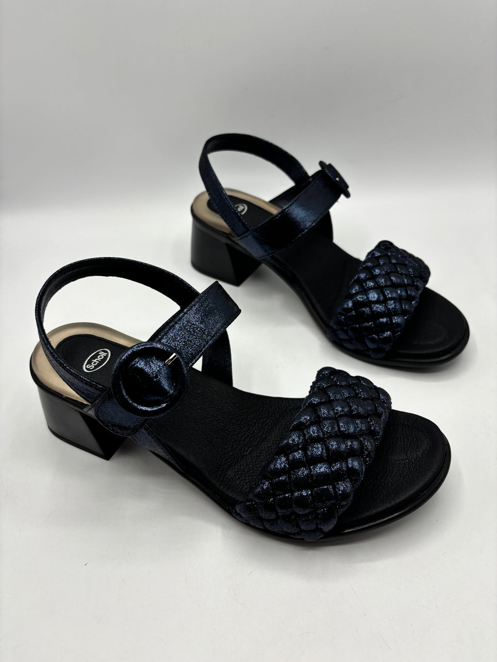 Scholl Promenade woven women's comfort sandals in navy, size 5 & 6