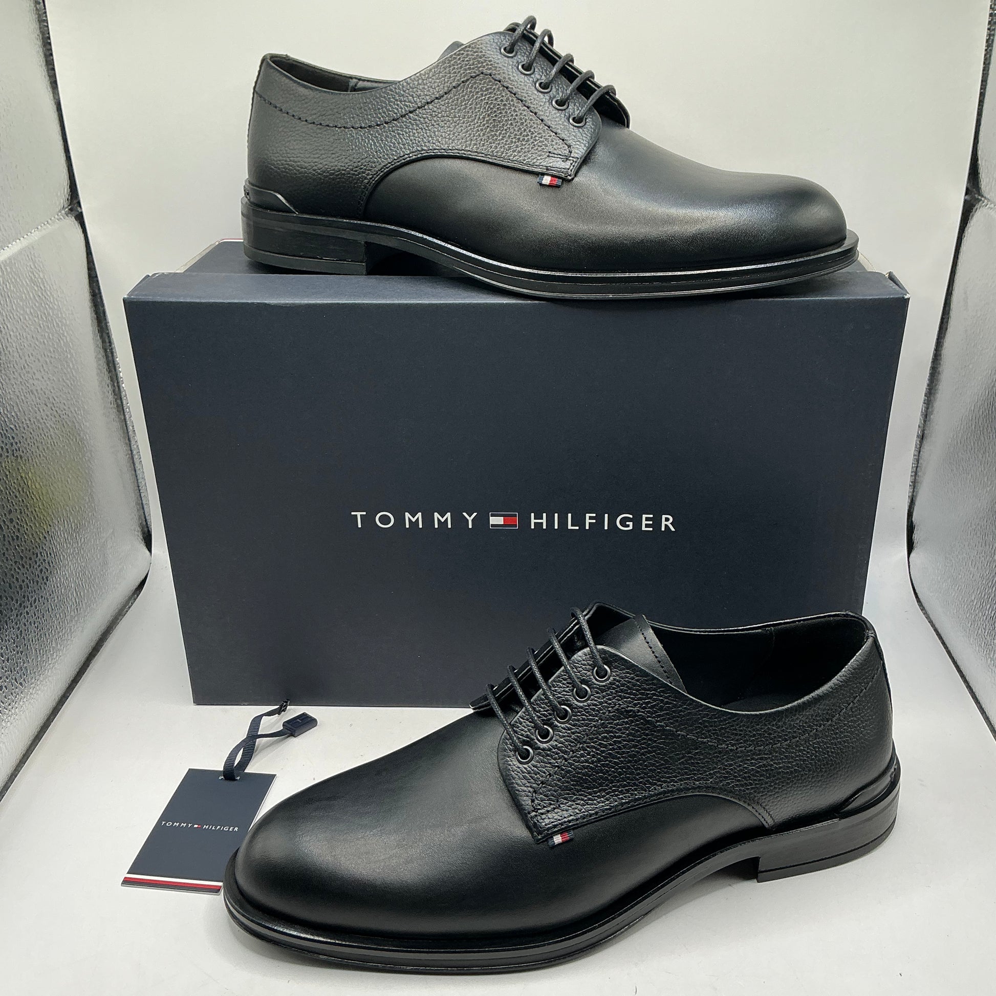 Tommy Hilfiger, Corporate Hilfiger Black Leather Derby Shoes