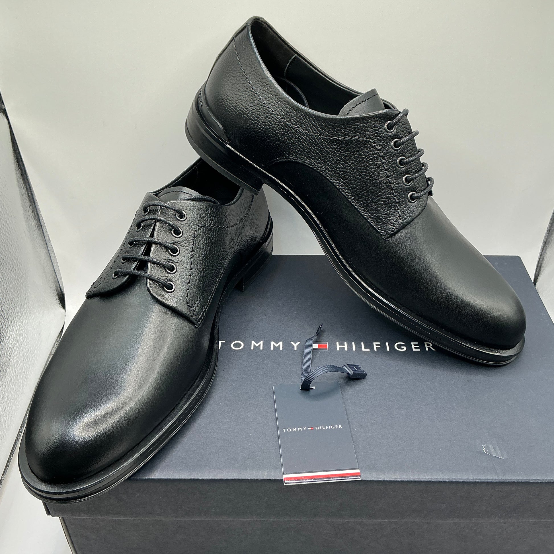 Tommy Hilfiger, Corporate Hilfiger Black Leather Derby Shoes