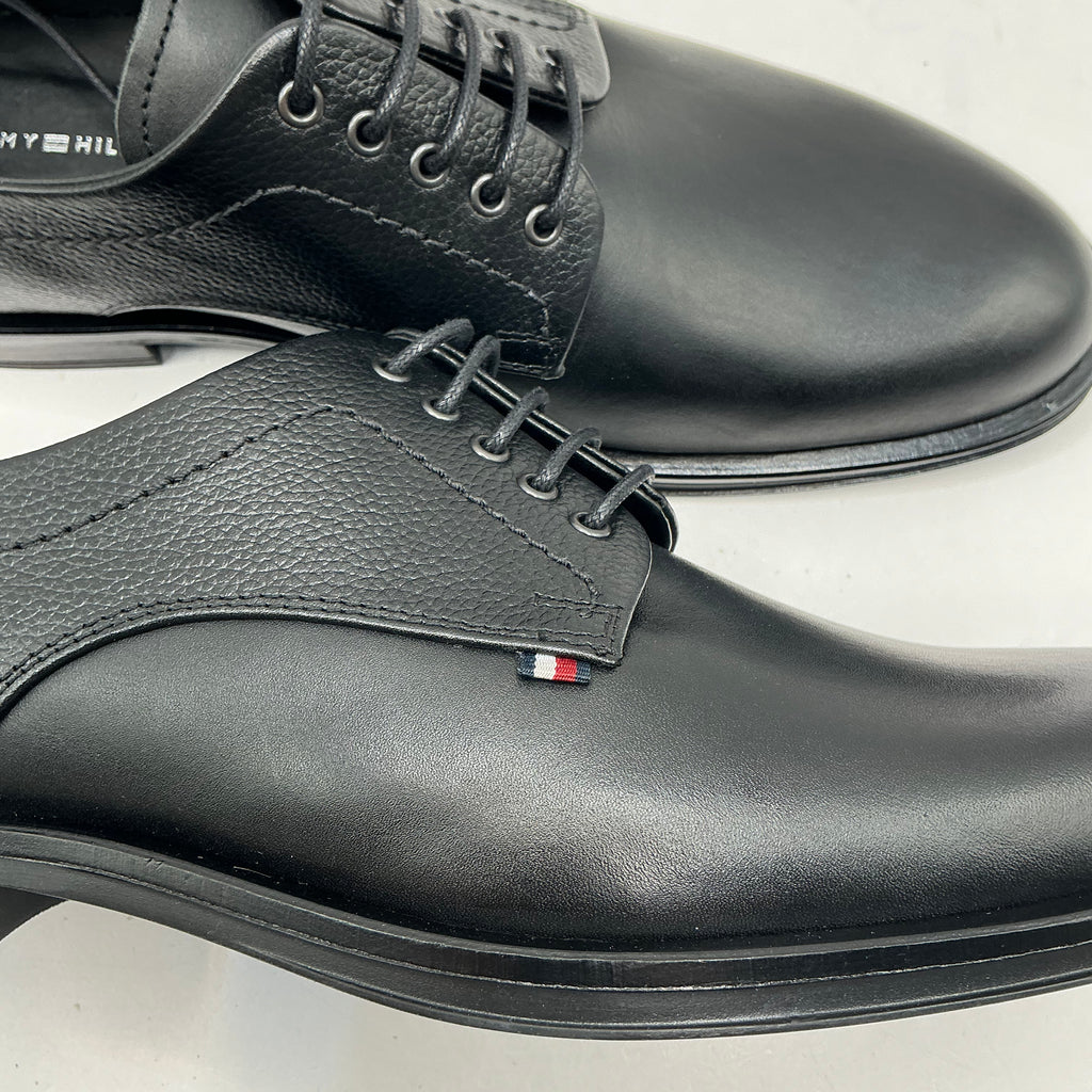Tommy Hilfiger, Corporate Hilfiger Black Leather Derby Shoes