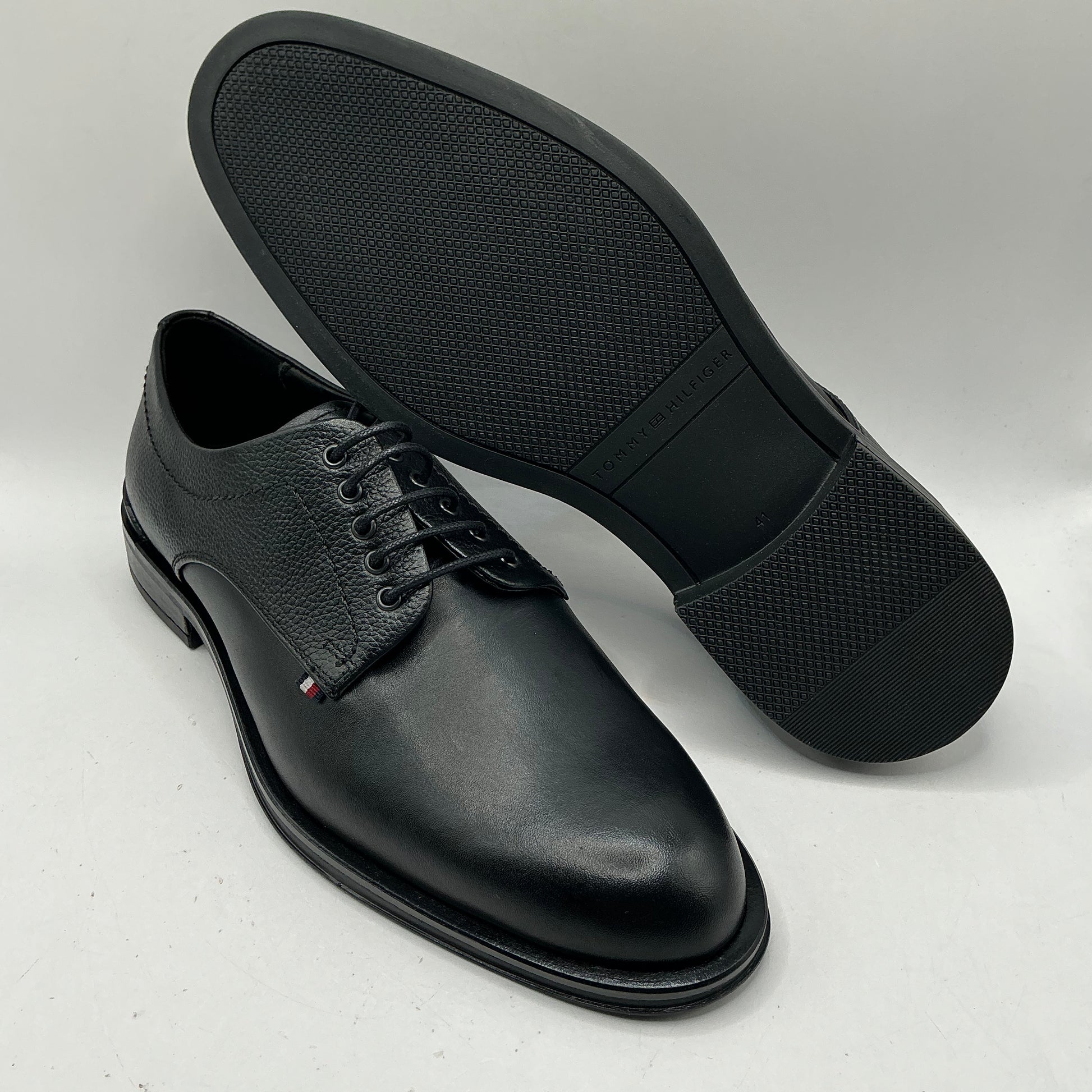 Tommy Hilfiger, Corporate Hilfiger Black Leather Derby Shoes