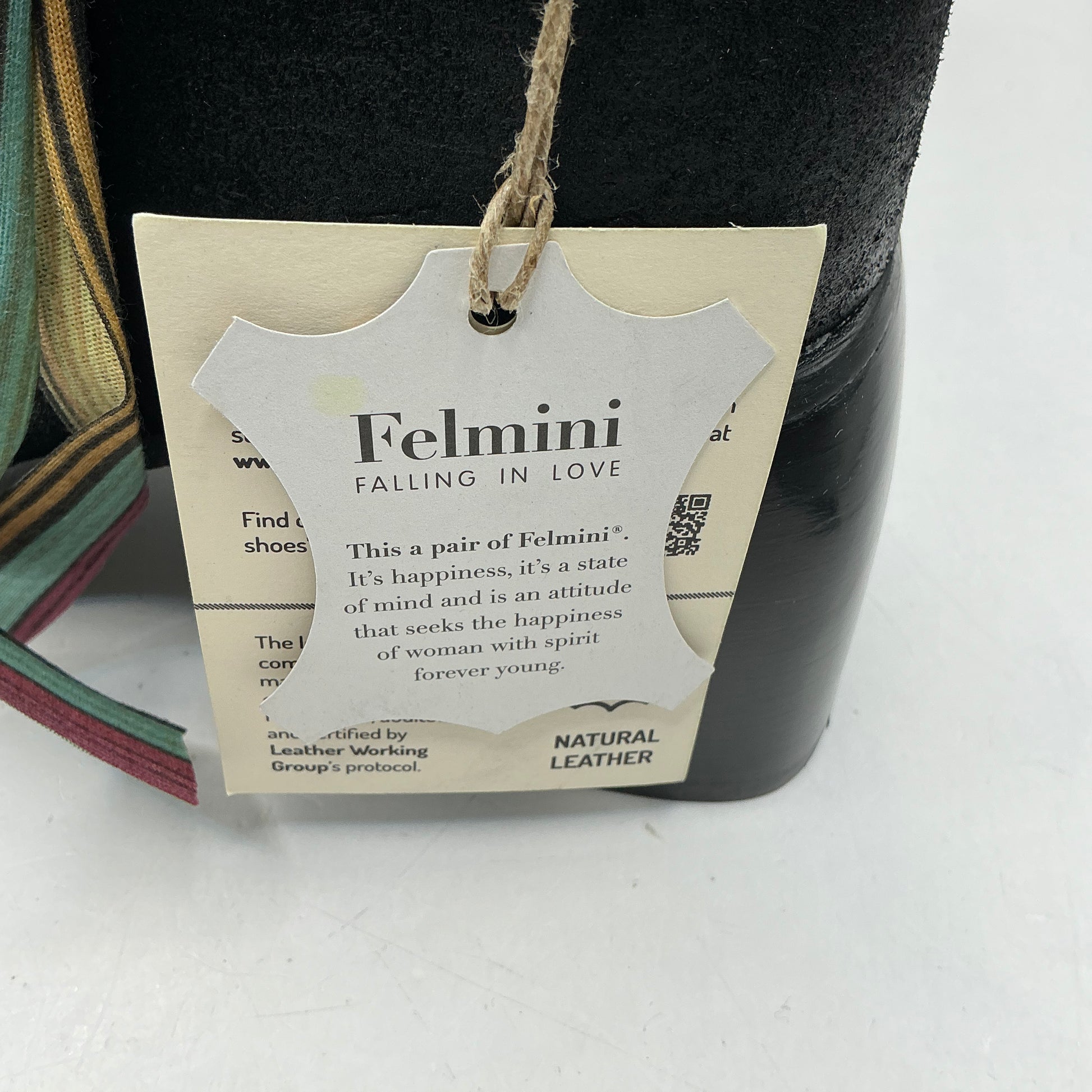 Felmini black suede ankle boots with ribbon, handmade