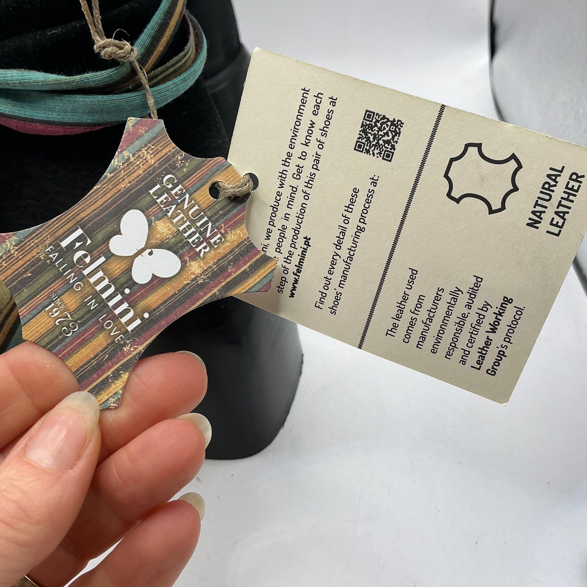 Felmini black suede ankle boots with ribbon, handmade