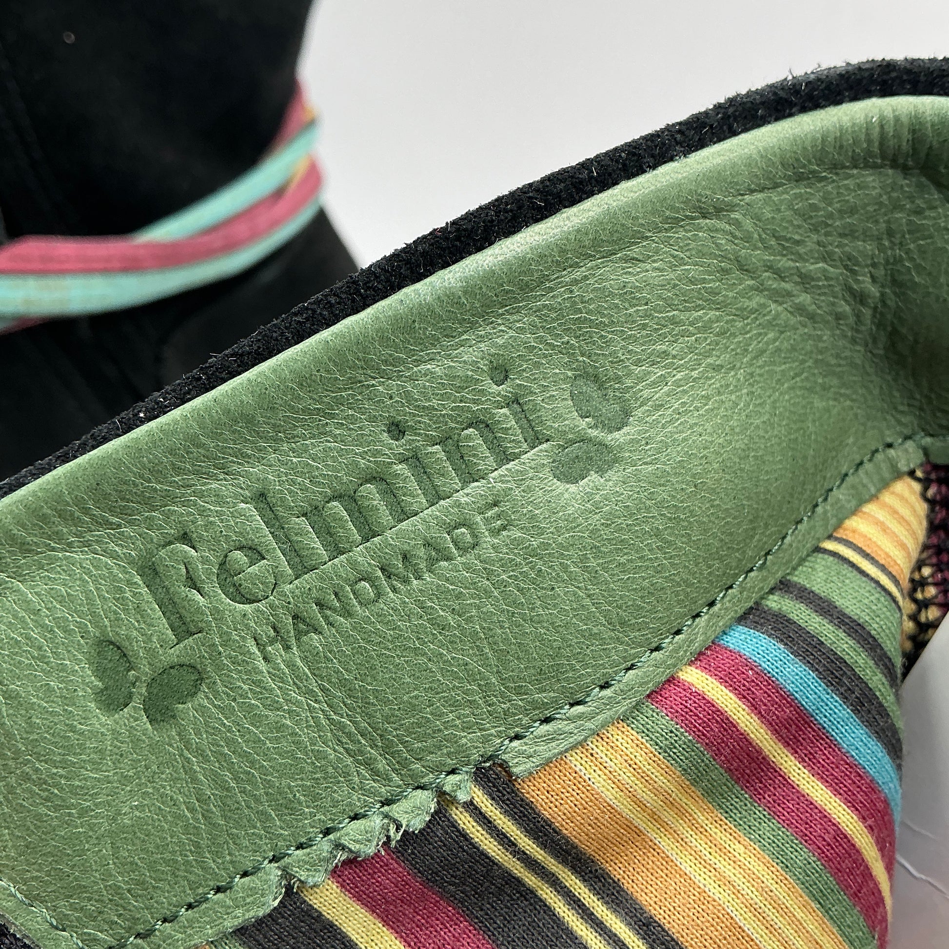 Felmini black suede ankle boots with ribbon, handmade