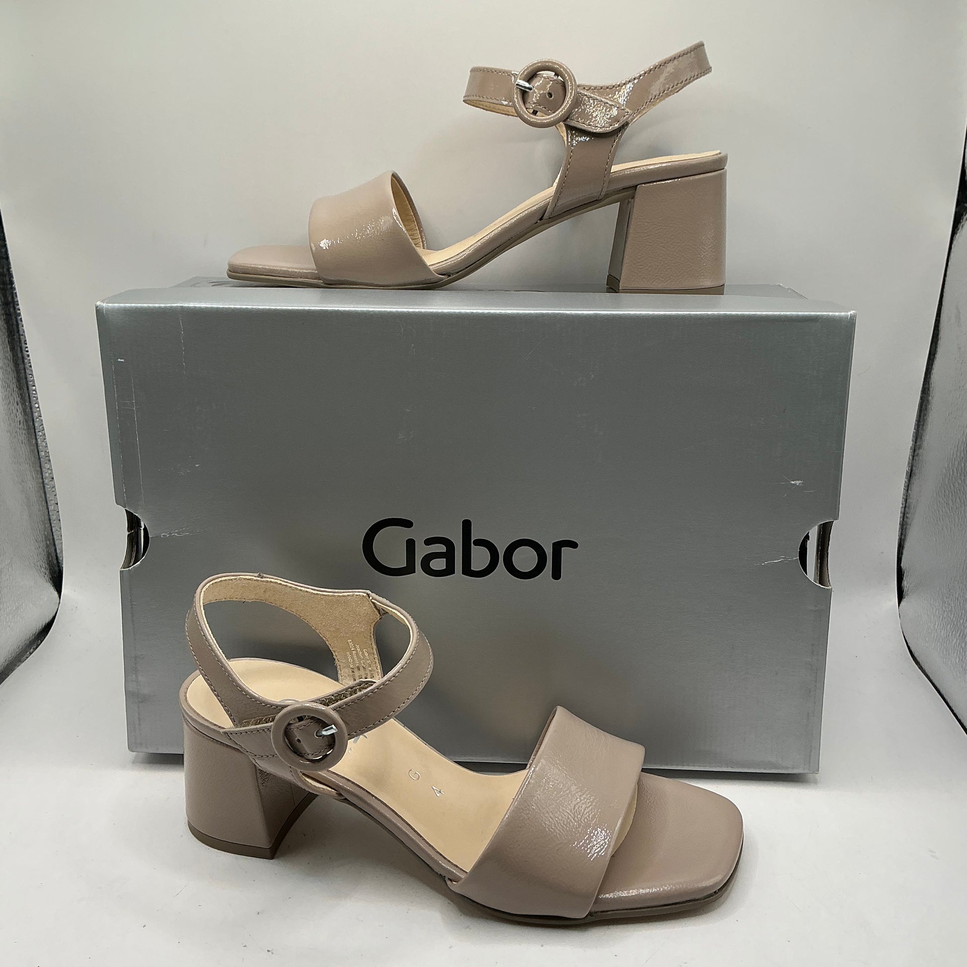 Gabor beige patent sandals