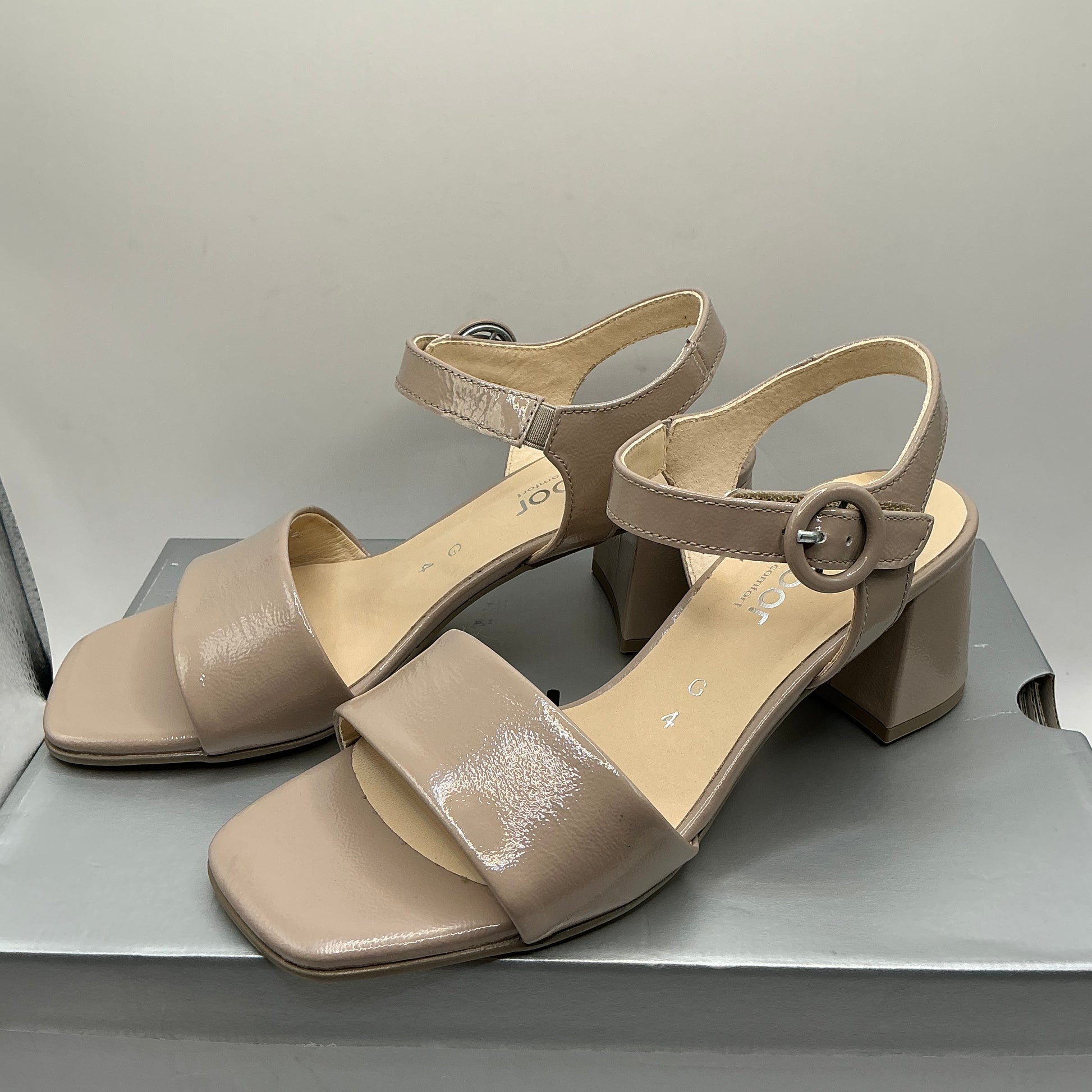 Gabor beige patent sandals