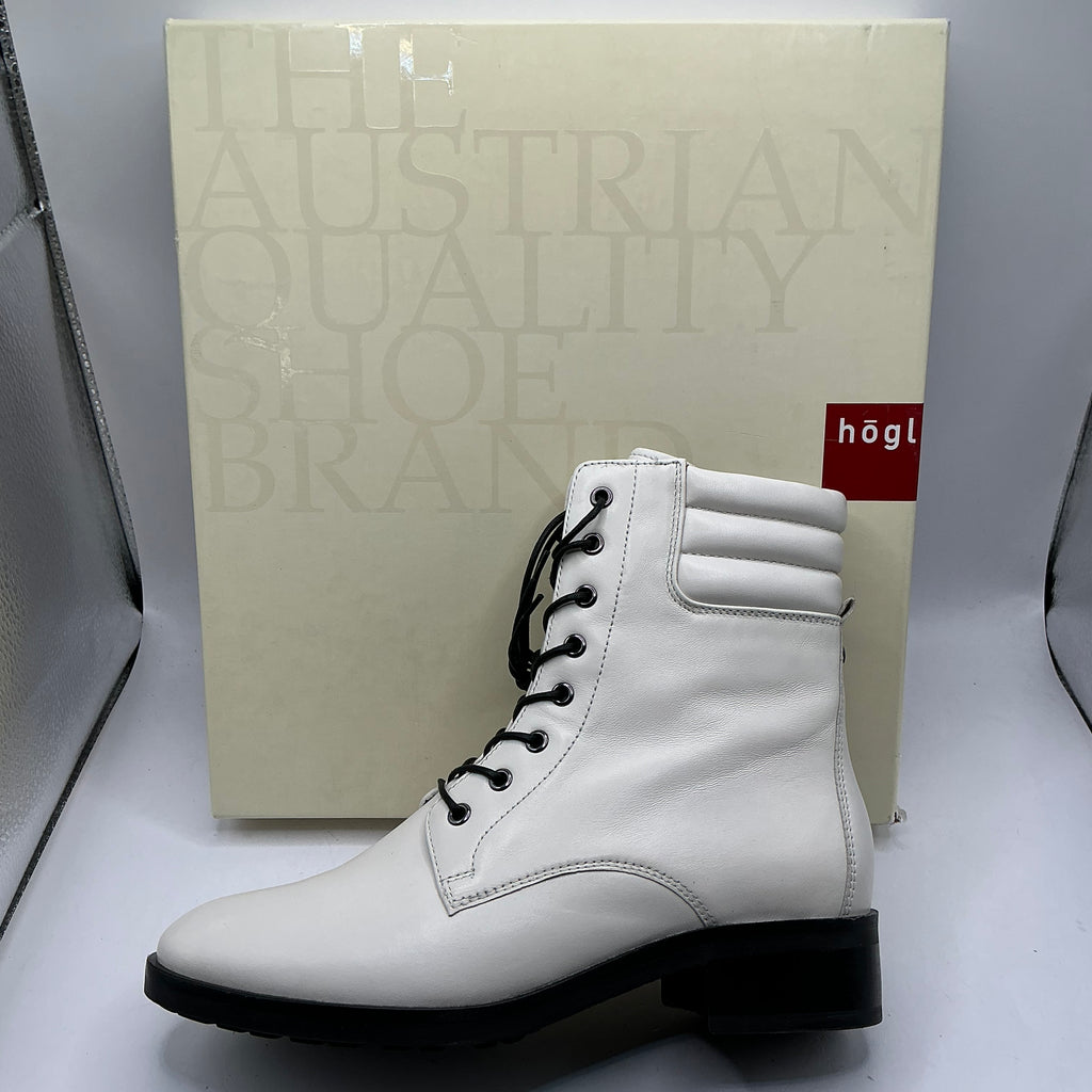 Hogl, cream leather combat boots