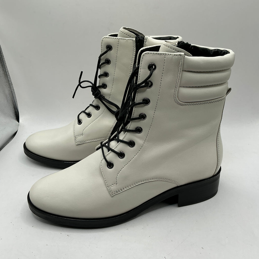 Hogl, cream leather combat boots