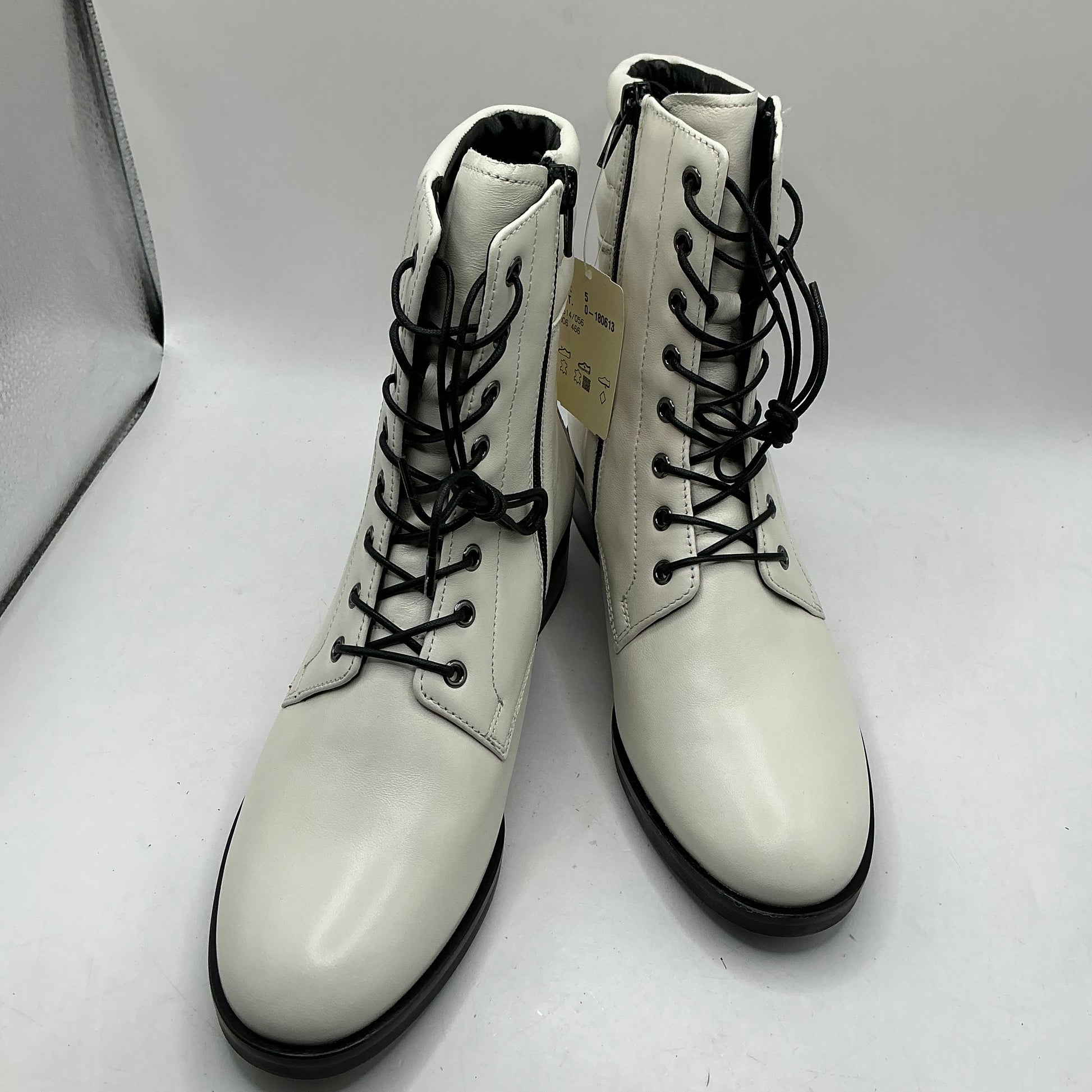 Hogl, cream leather combat boots