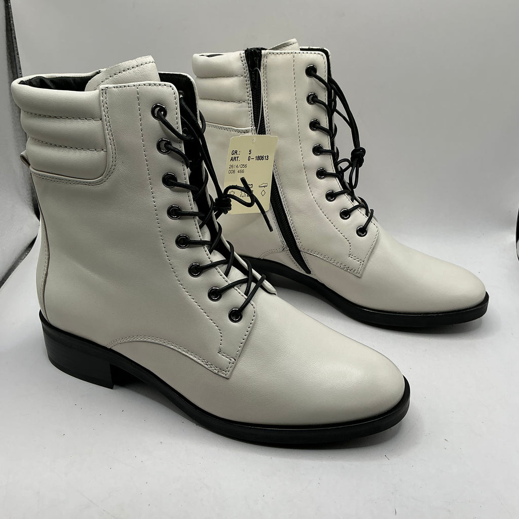 Hogl, cream leather combat boots