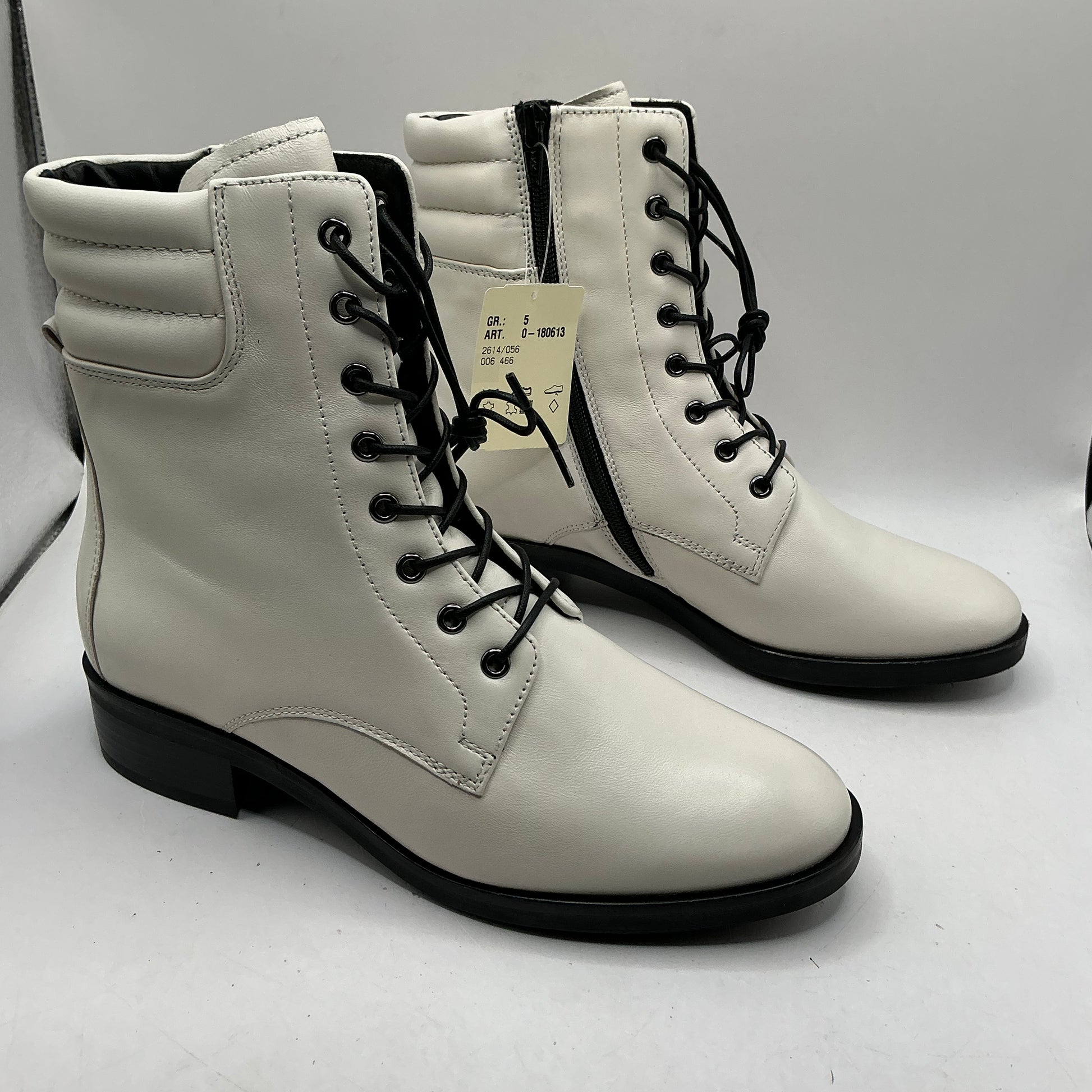 Hogl, cream leather combat boots