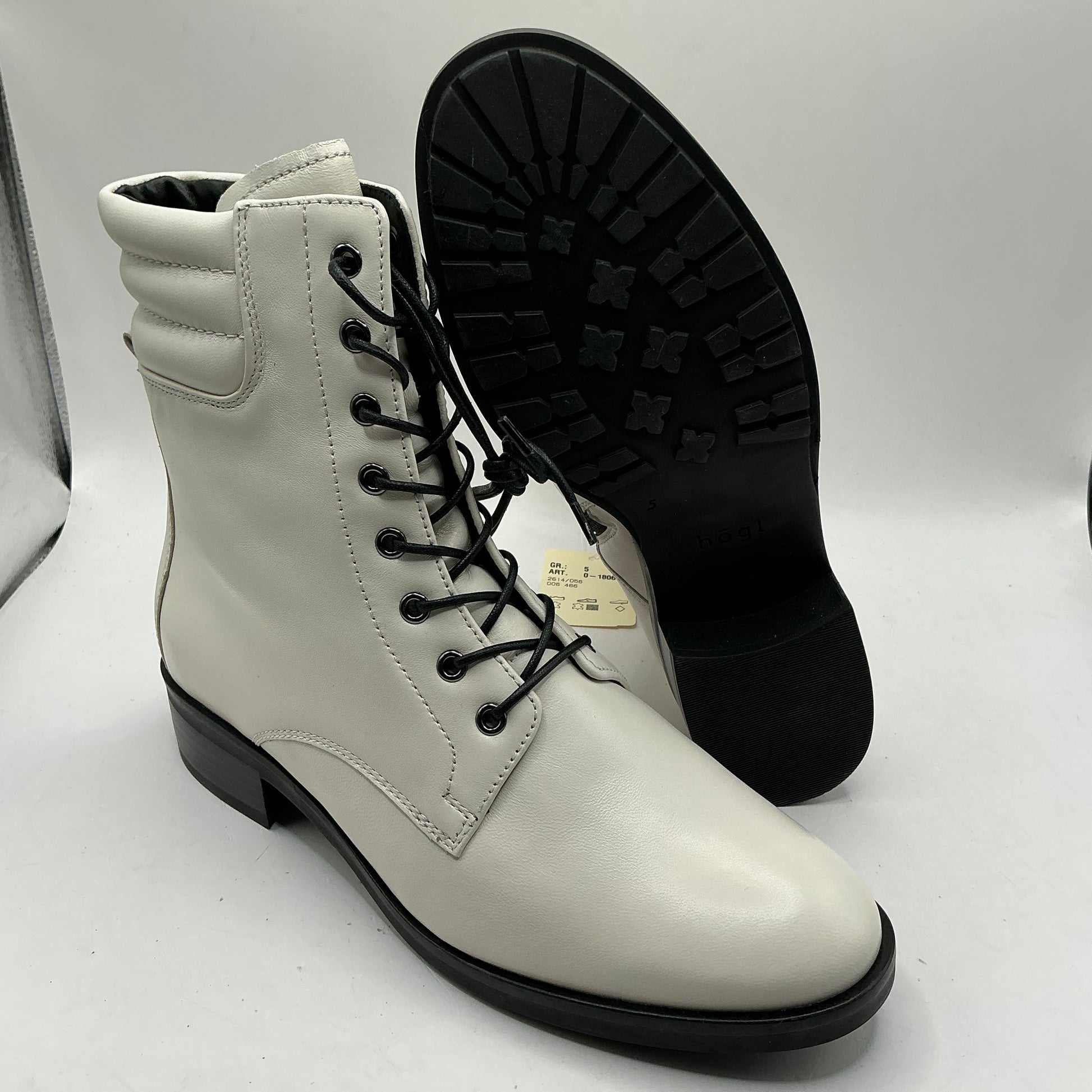 Hogl, cream leather combat boots