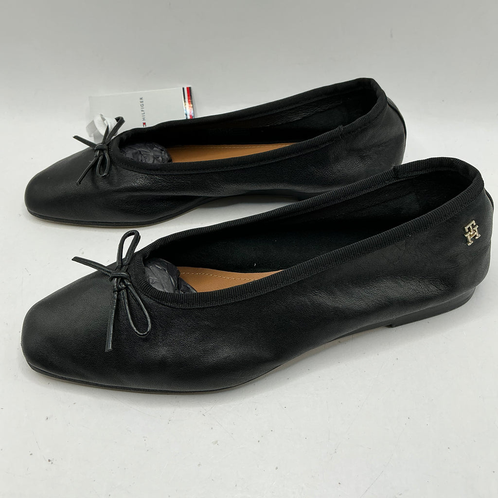 Tommy Hilfiger, black soft leather Ballerina Bow shoes