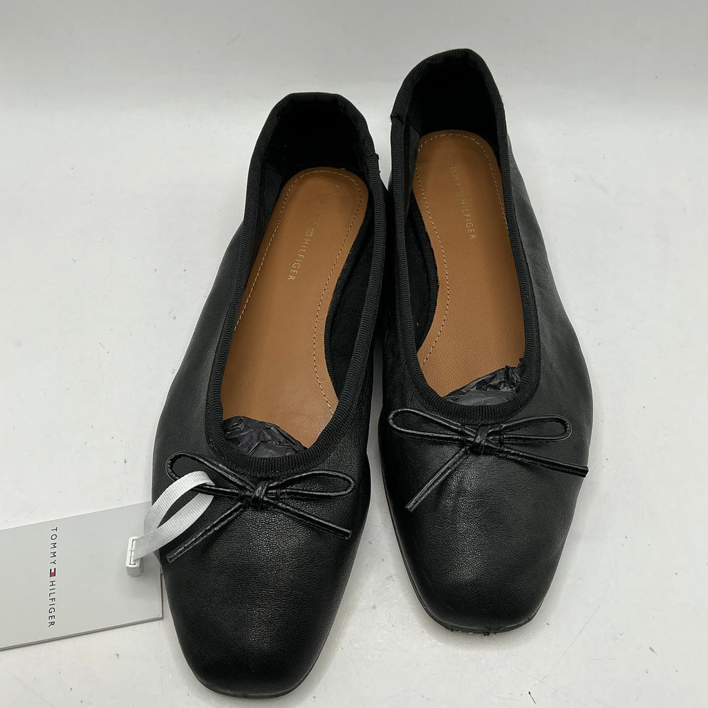 Tommy Hilfiger, black soft leather Ballerina Bow shoes