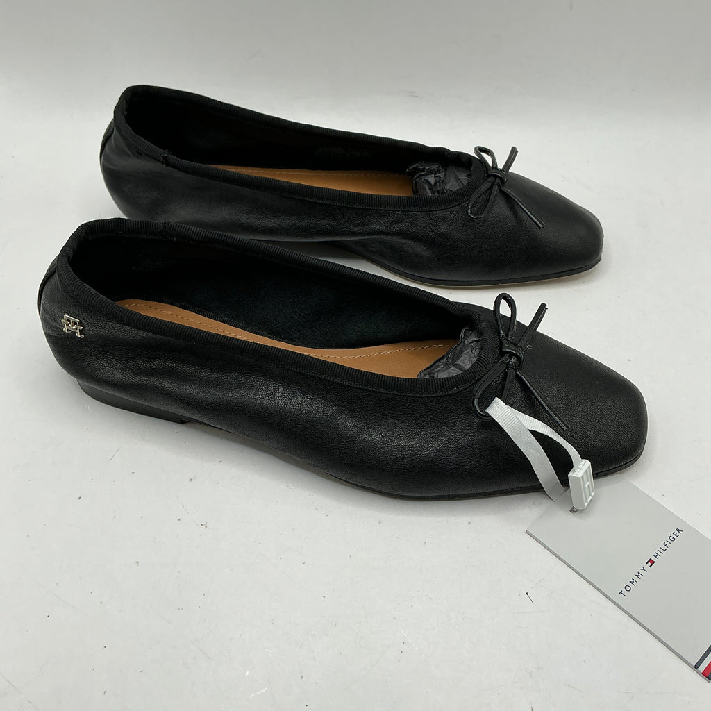 Tommy Hilfiger, black soft leather Ballerina Bow shoes