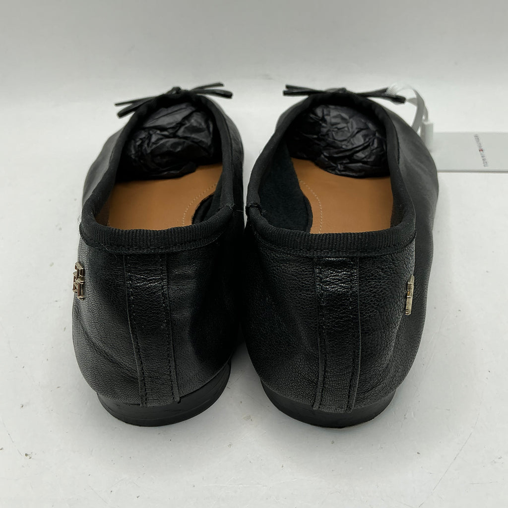 Tommy Hilfiger, black soft leather Ballerina Bow shoes